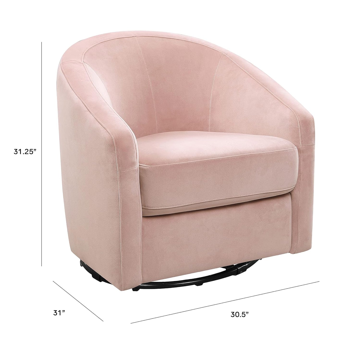 babyletto Madison Swivel Glider in Blush Pink Velvet, Greenguard Gold and CertiPUR-US Certified