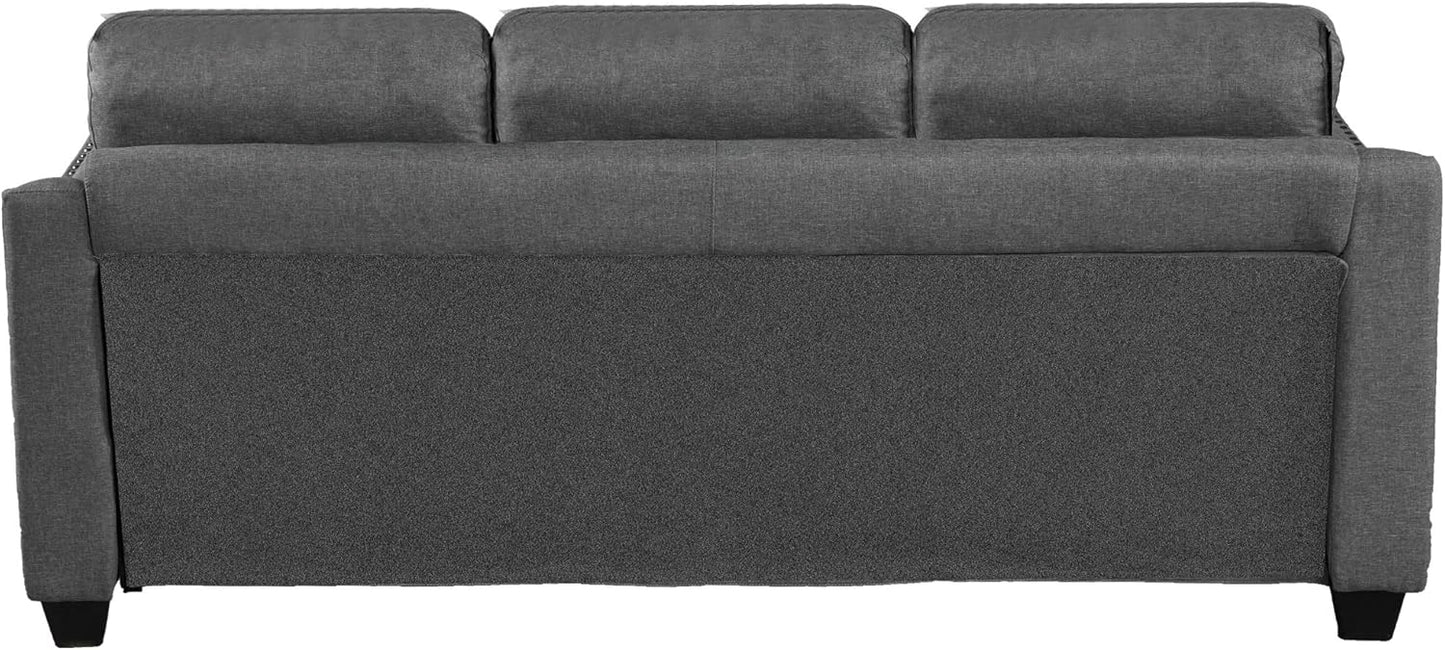 FANYE 3 Pieces Living Room Furniture Sets Include Sofa, Loveseat and Armchair, Linen Fabric Upholstered Sectional Couch with Classical Rivets Decor and Tufted Back Cushions, Retro Gray Sofa & Couch