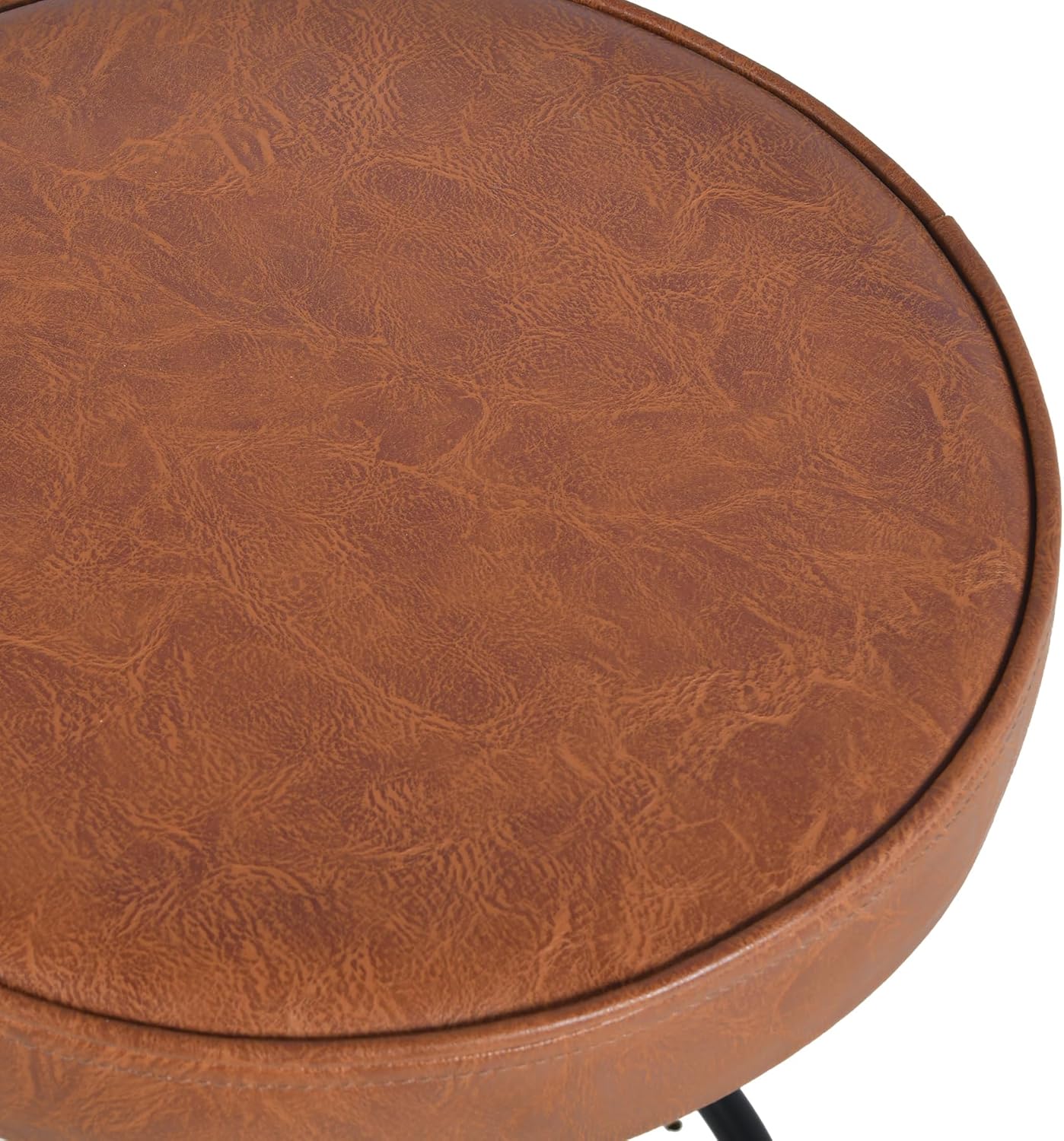 LOKKHAN Set of 2 Industrial Leather Bar Stools-Adjustable Swivel Metal Bar Stool-24-30 Inch Tall Seat Height Counter Height to Bar Height-Kitchen Stool Dining Chair,Cafe Stools with with Backrest