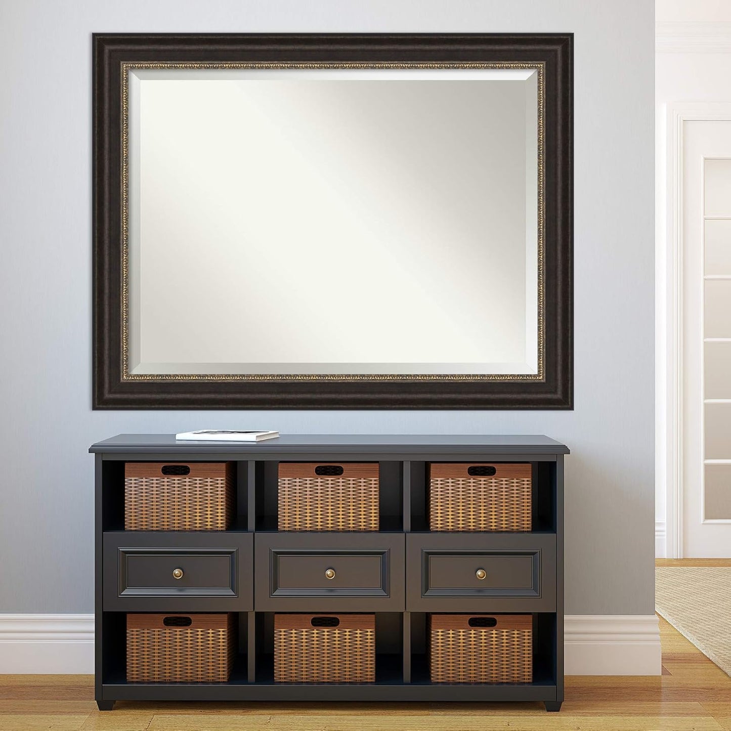 Amanti Art Bronze Bathroom Mirror for Over Sink, 37x47 Paragon Bronze Rectangle Vanity Mirror, X-Large Traditional Frame, Hangs Horizonally and Vertically, Bathroom Wall Decor, Beveled Edge