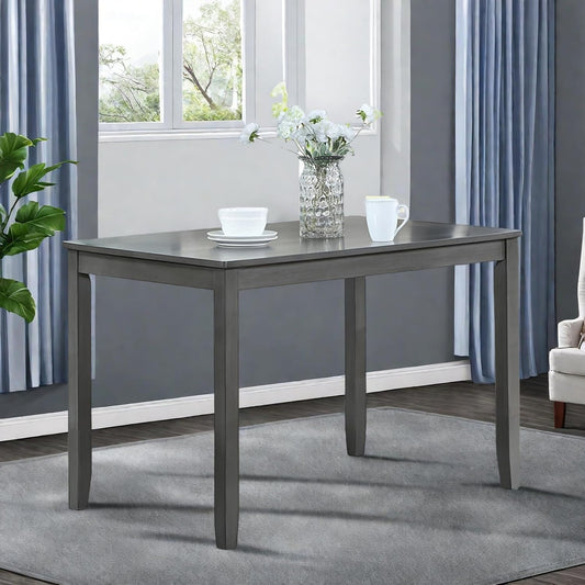 Dining Table for 4, Wooden Rectangular Kitchen Table with Natural Woodgrain Finish, 45.5" MDF Modern Dining Table with Solid Wood Tapered Legs and Rounded Corners, Easy Assembly, Gray