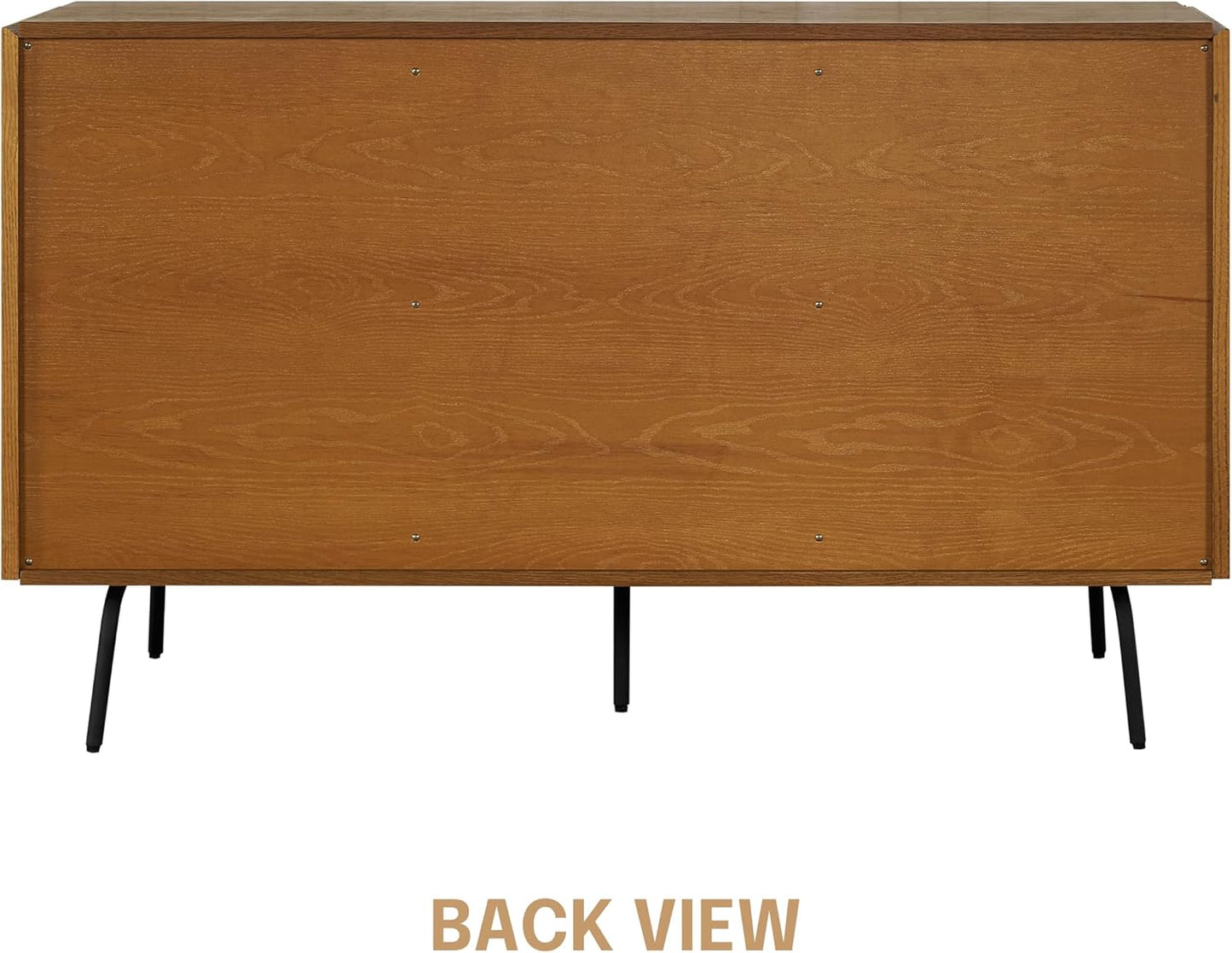 NTC MOSSIC Sideboard with 2 Doors and 3 Drawers, Buffet Cabinet with Natural Rattan and Metal Legs, Modern Storage Cabinet for Living Room, and Hallway, Effortless Assembly - Rustic Oak