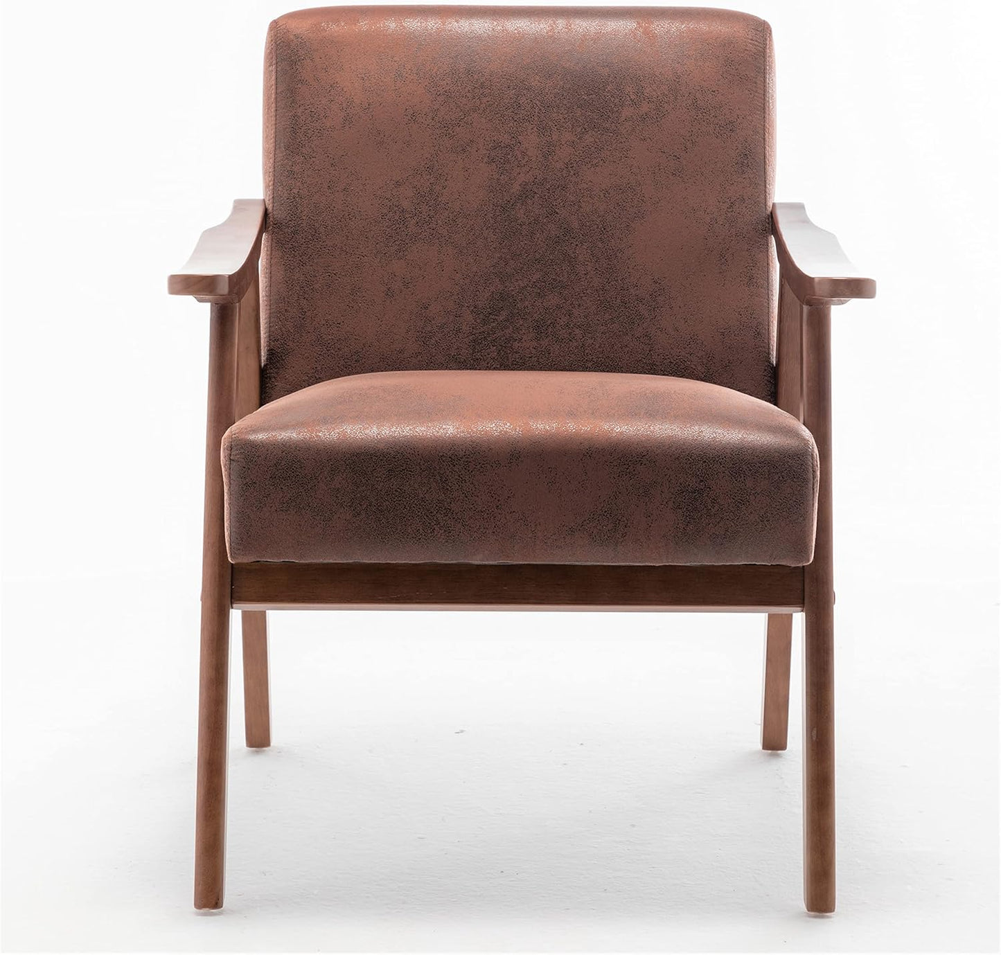 Container Furniture Direct Accent Chair with Microfiber Upholstery and Solid Wood Frame, Classic Mid-Century Modern Living Room Furniture for Extra Seating, Light Brown