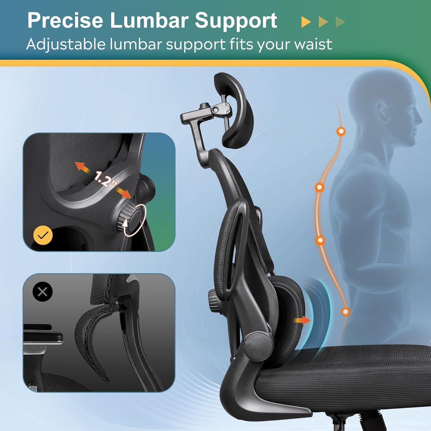 DEVAISE Office Chair, Breathable Black Mesh Elegance with Ergonomic Comfort for Professionals & Gamers