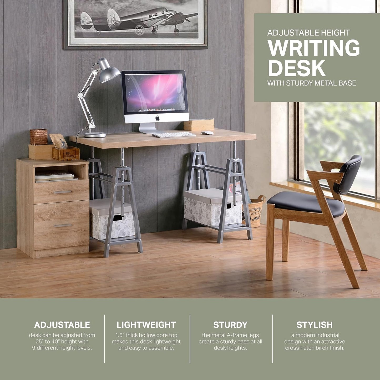 American Furniture Classics Kyndall Laine Select Model KYLN22 Variable Height Desk with Metal Base