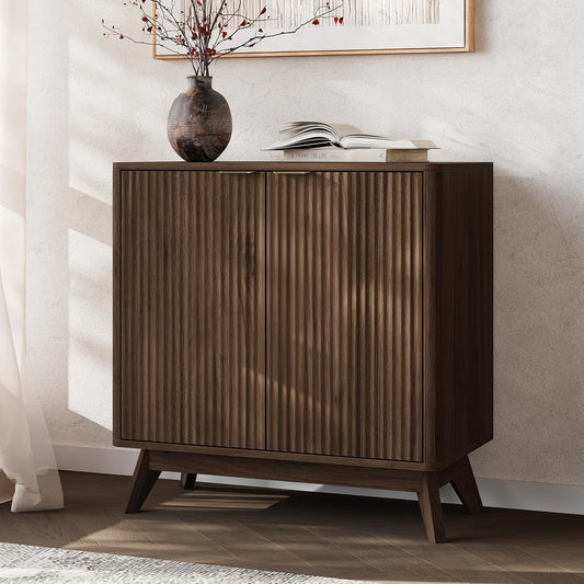 Buffet Cabinet with Storage, Fluted Multifunctional Storage Cabinet with 2 Doors, Sideboard Cabinet with Doors Modern Buffet Table Accent Coffee Bar Console Table,fluted buffet cabinet