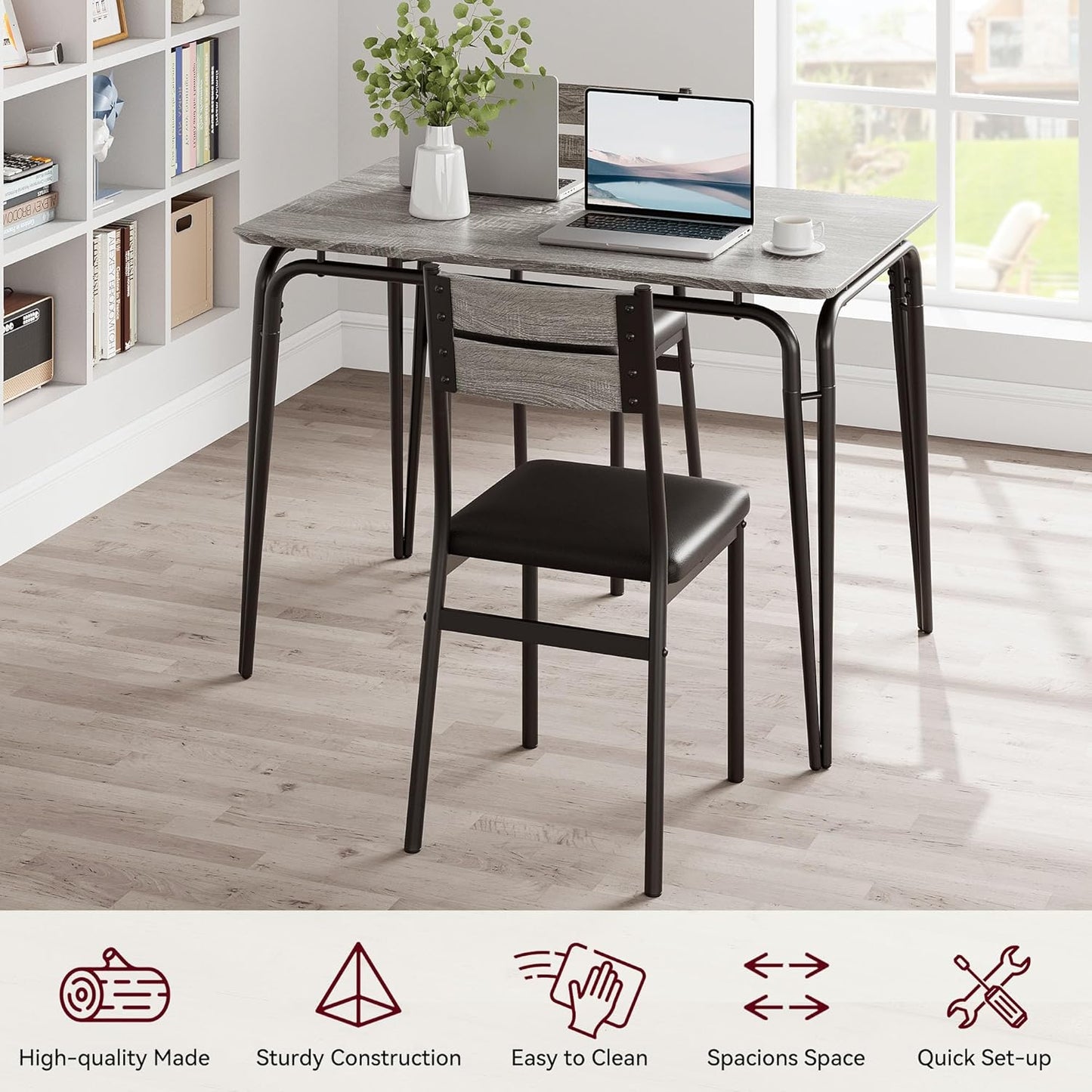 Dining Table for 4, Small Table and Chairs Set of 4, Square Dinette Set for 4, 5 Piece Kitchen & Dining Room Sets for Small Space (Oak, Table with 4 Upholstered Chairs)