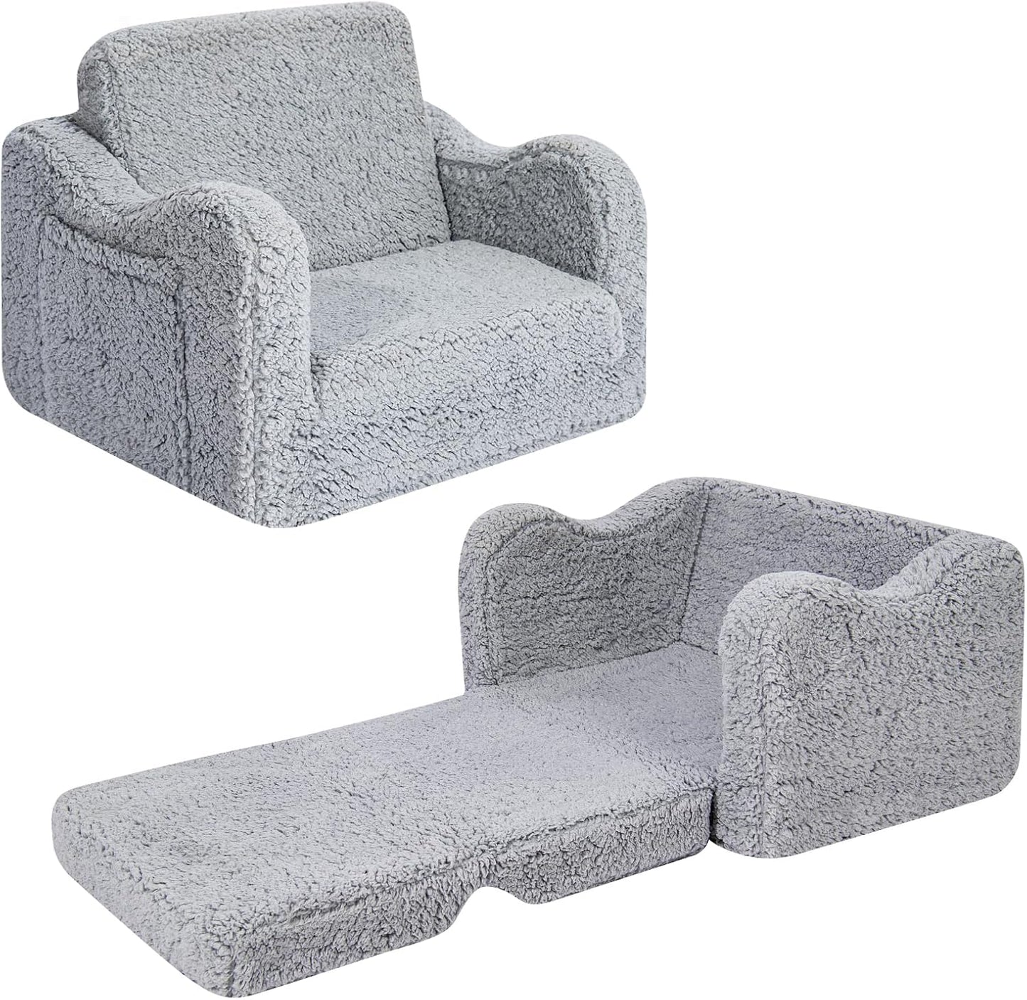 Kids Couch for Toddlers, 2-in-1 Kids Sofa Chair, Comfy Soft Foldable Toddler Couch Chair for Girls and Boys