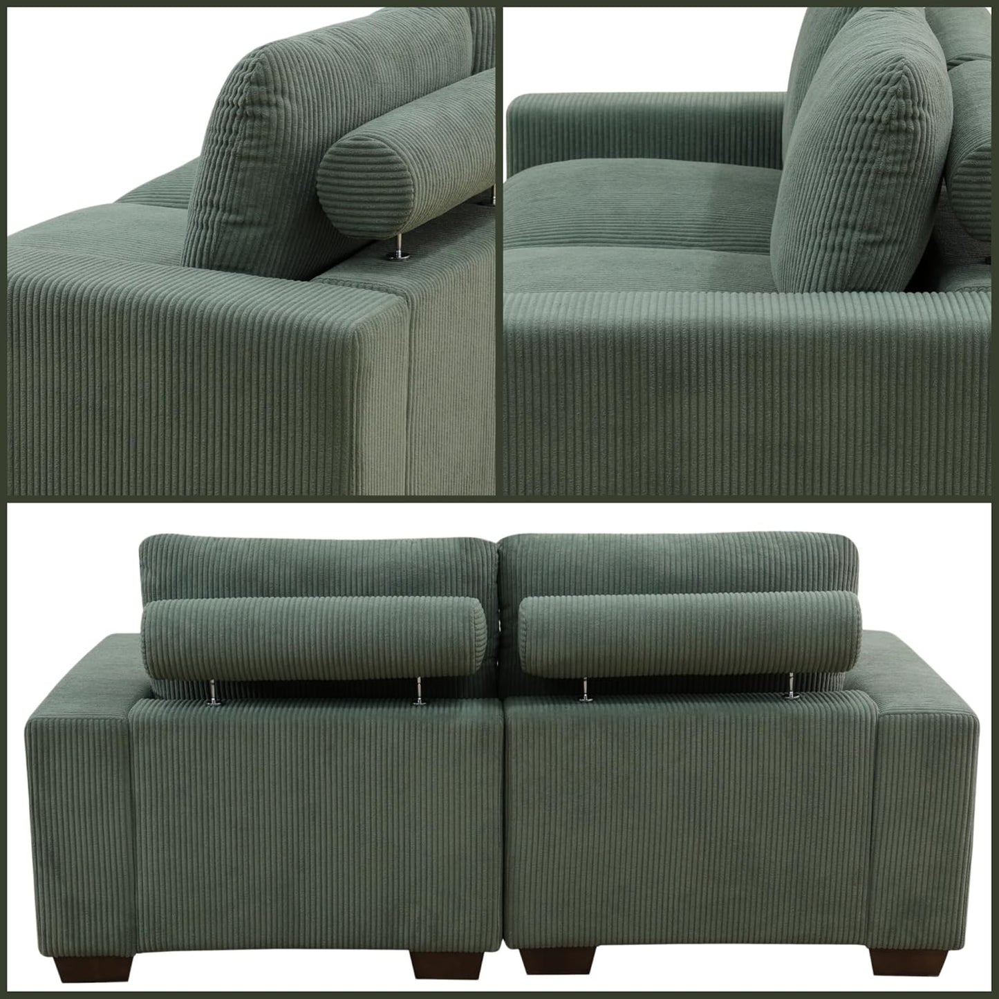 Sectional Couches for Living Room, Loveseat Sofa Comfy Cloud Couch with Deep Seats, Lounge Modern Living Room Furniture for Small Space, Green