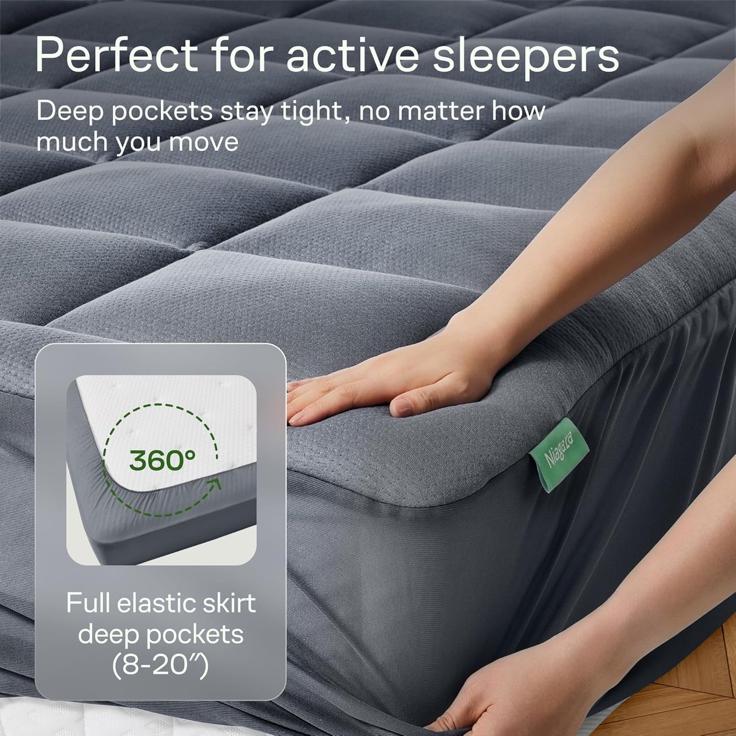 Ultra Soft Twin Size Mattress Topper - Viscose Made from Bamboo Pillow Top Mattress Pad for Back Pain Relief - Naturally Cooling for Hot Sleepers, Grey