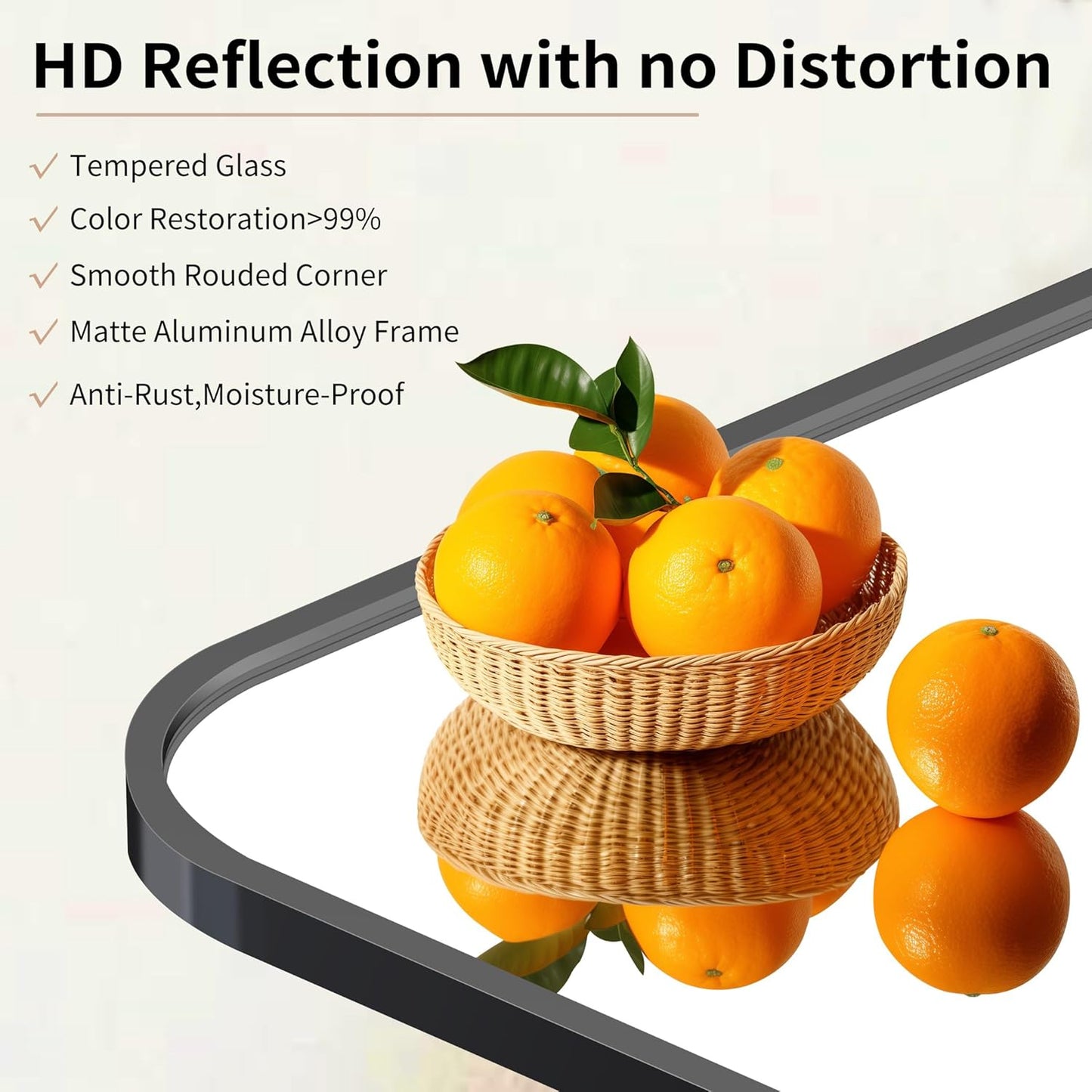 GLASHOM 20"x28" Black Arched Mirror for Bathroom, Wall Mounted Mirror, Aluminum Alloy Brushed Framed Wall Mirror, Anti-Rust, Large Mirror for Over Sink, Bedroom, Entryway Vertically Hanging