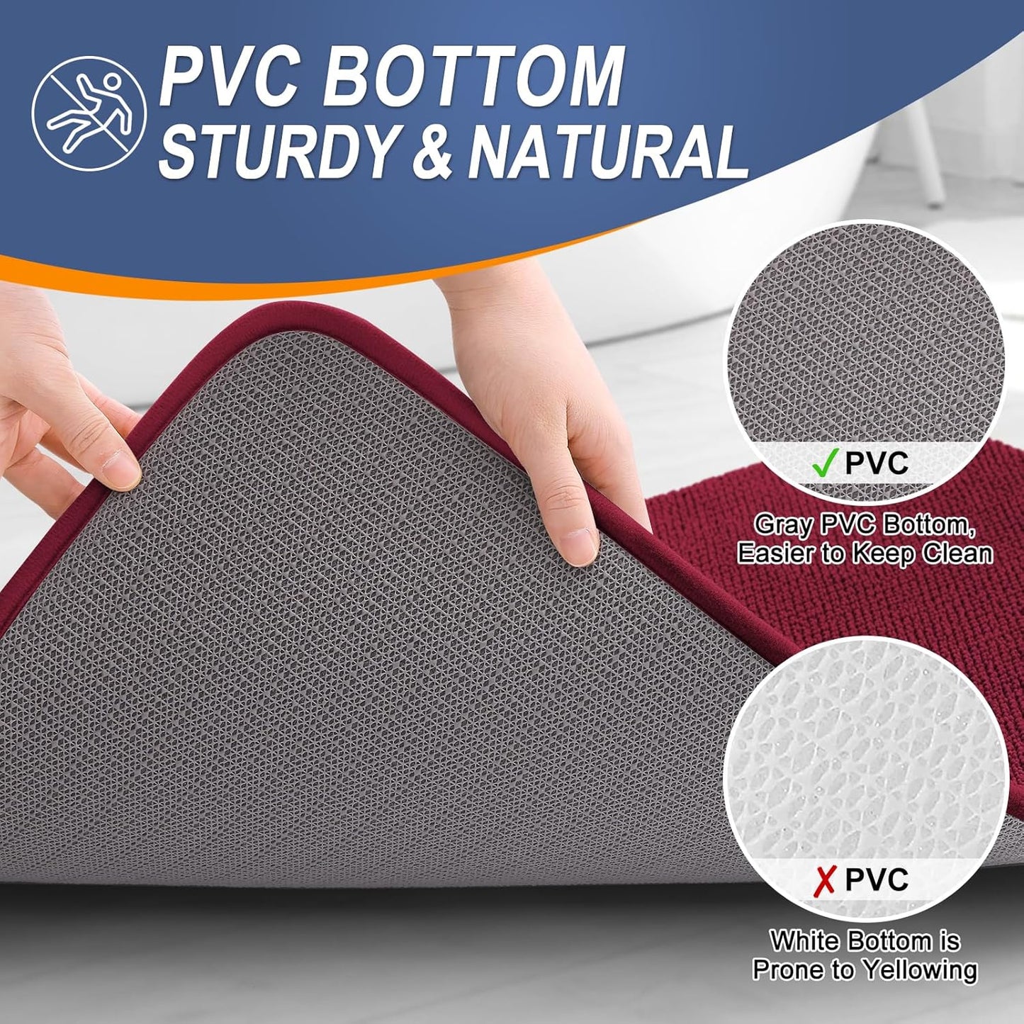 OLANLY Thick Memory Foam Bath Mat Rug 30x20, Extra Soft Absorbent Bathroom Rug, Quick Dry Bath Mats, Non-Slip, Machine Washable Carpet for Bathroom, Tub and Shower, Home Decor Accessories, Burgundy