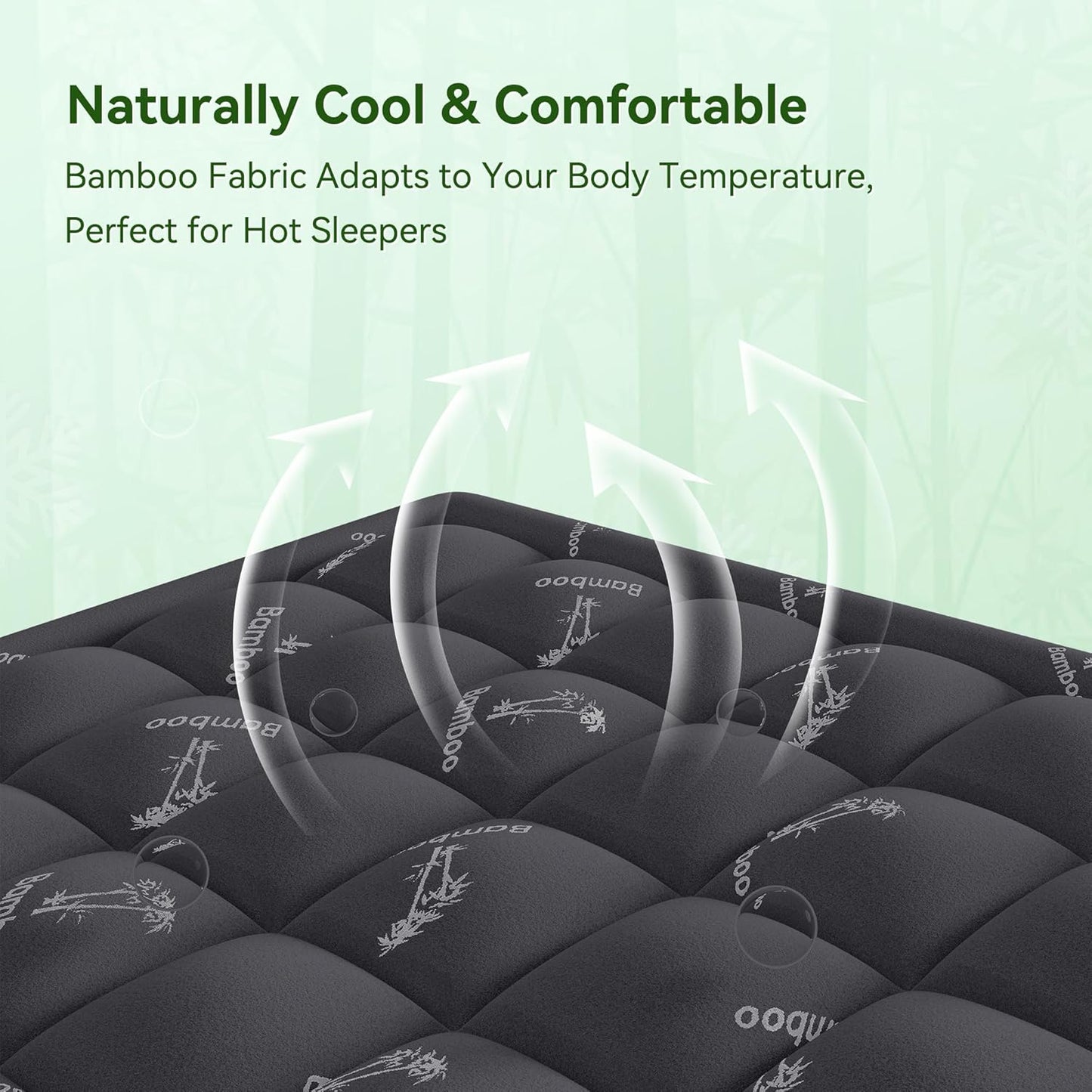 Anluoer Memory Foam Mattress Topper Twin for Back Pain, Rayon Derived from Bamboo Pillow Top Mattress Topper for Hot Sleepers,Cooling Mattress Pad with 8-21" Deep Pocket, 39x75 Inches, Dark Grey