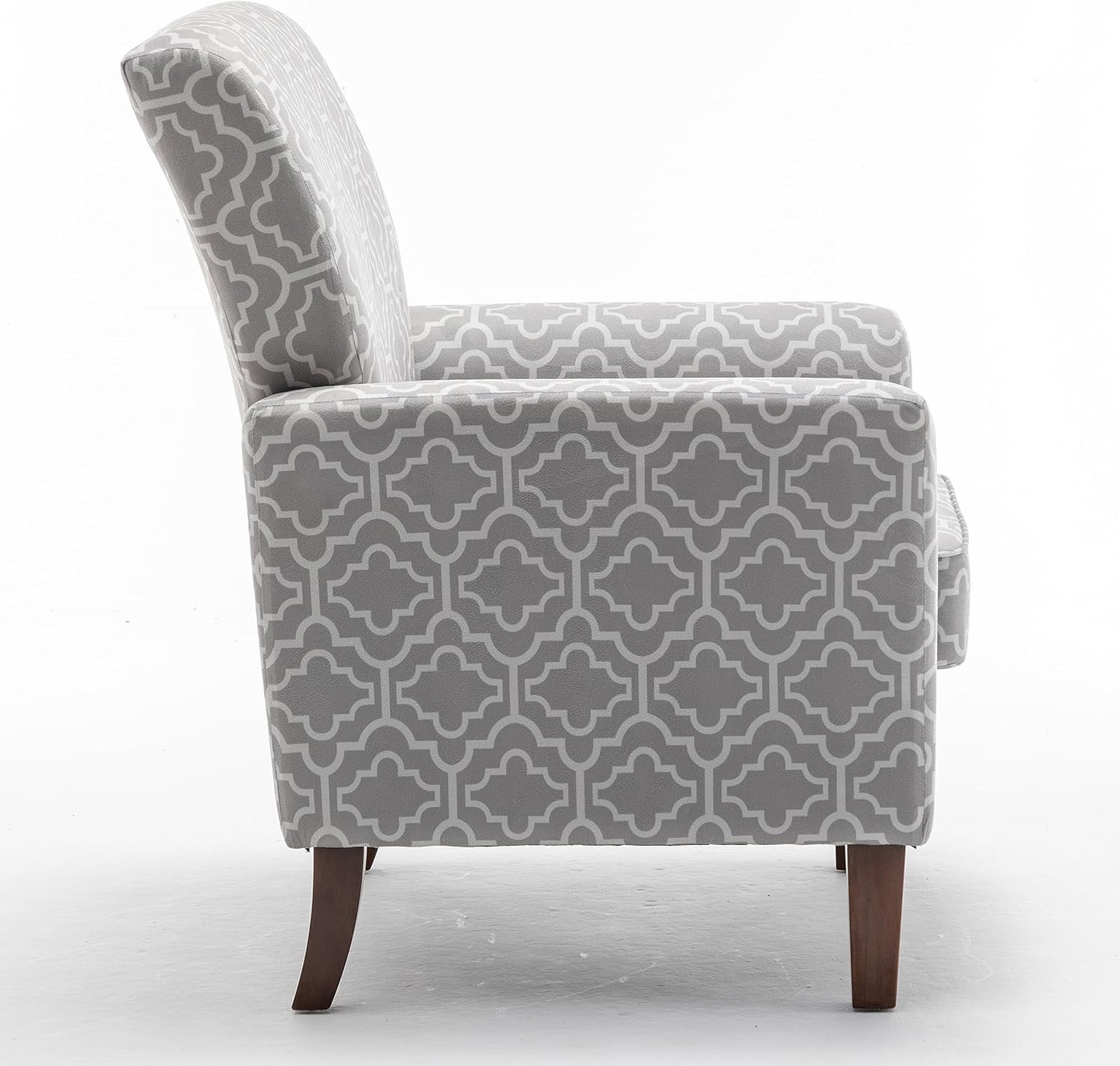 Container Furniture Direct Contemporary Accent Arm Chair with Birch Wood Frame and Velvet Upholstery, Armchair for Office and Living Room Decor, Removable Cushions, 03 Printed Fabric