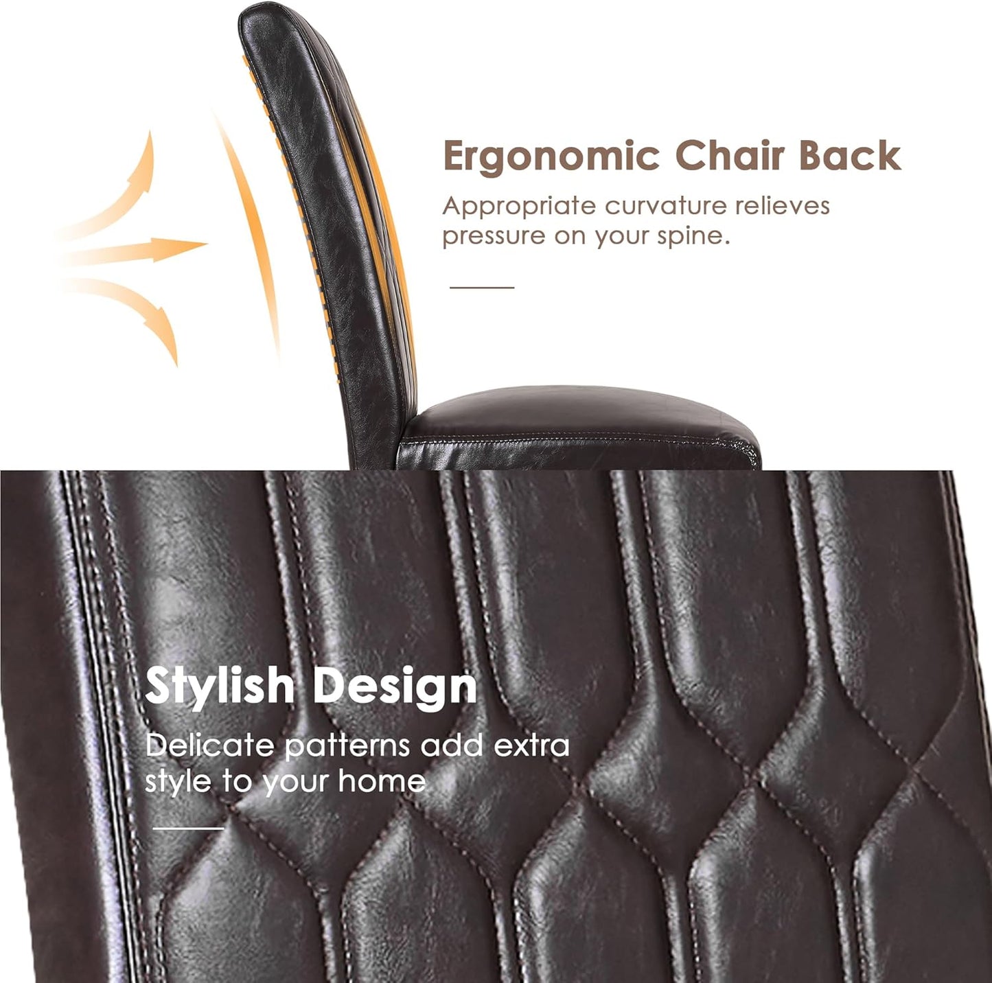 VECELO Upholstered Dining Chairs Set of 4, Modern PU Leather Accent Parsons, Solid Wood Legs w/Rubber Footpads, for Living Room Kitchen, Coffee