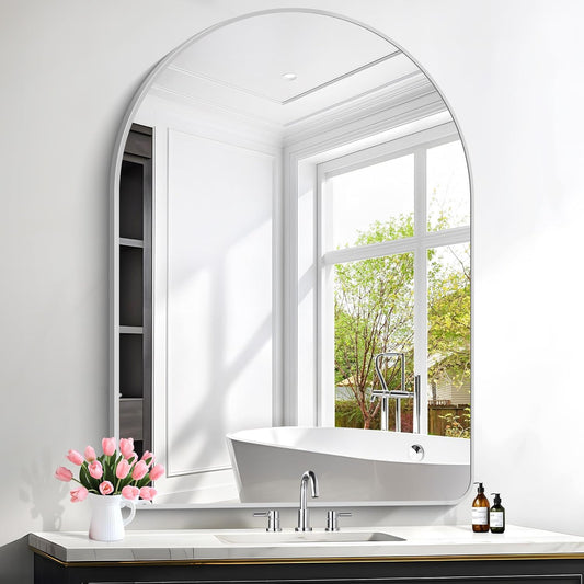 FORBATH Large Arched Wall Mirror 48x36 Inch, Silver Arch Bathroom Mirror with Aluminum Frame, Arched Mirror for Dresser, Fireplace,Entryway,Home Decor,Hanging or Leaning Against Wall