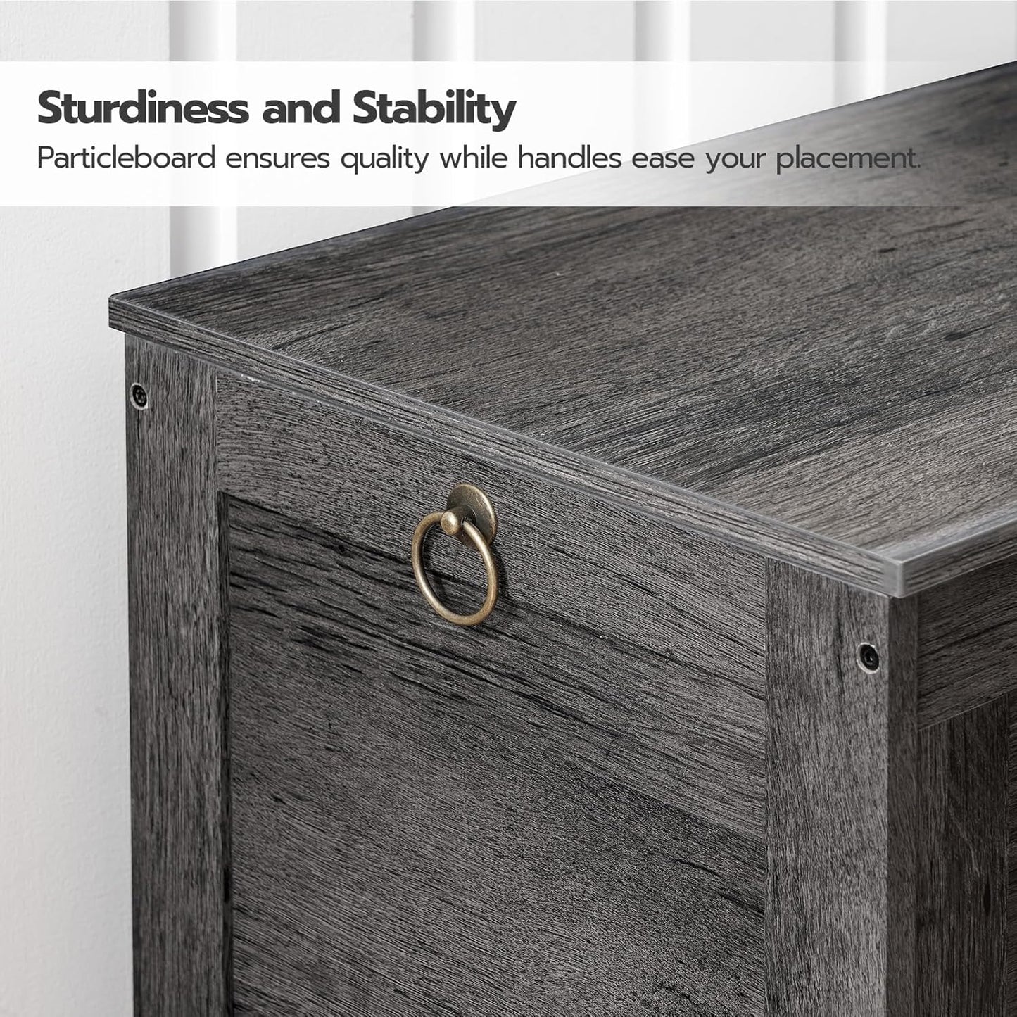 HOOBRO Toy Box, Retro Wooden Look Storage Chest with Safety Hinge, Entryway Storage Bench Supports 220 lb, 29.9 x 15.7 x 18.9 Inches Toy Chest Organizer, Easy Assembly, Charcoal Black BC75CW01G1