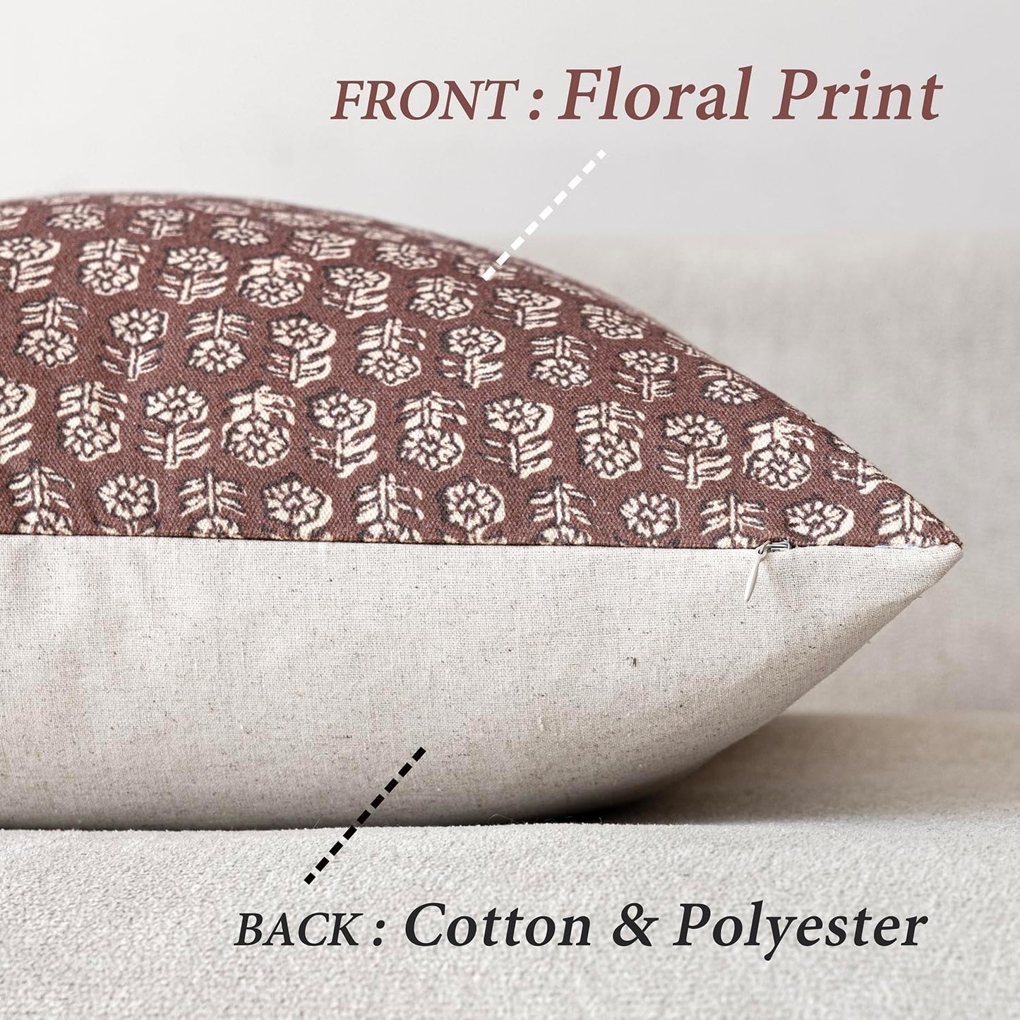 Foindtower Set of 2 Decorative Vintage Floral Print Throw Pillow Covers Neutral Modern Farmhouse Cushion Covers Boho Home Decor for Sofa Couch Chair Bedroom Living Room Outdoor,22×22 Inch,Wine Red