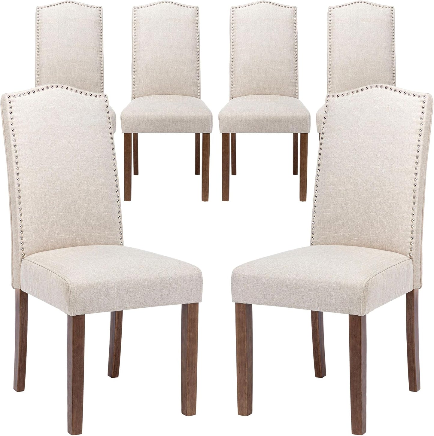 Stylish Upholstered Parsons Dining Chair with Nailhead Trim and Sturdy Solid Wood Legs