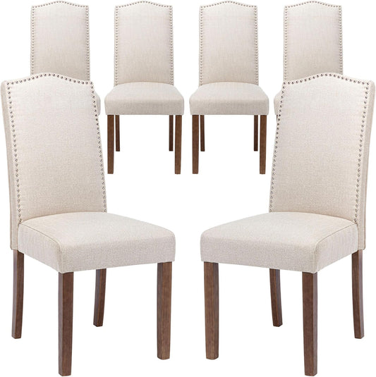 Stylish Upholstered Parsons Dining Chair with Nailhead Trim and Sturdy Solid Wood Legs