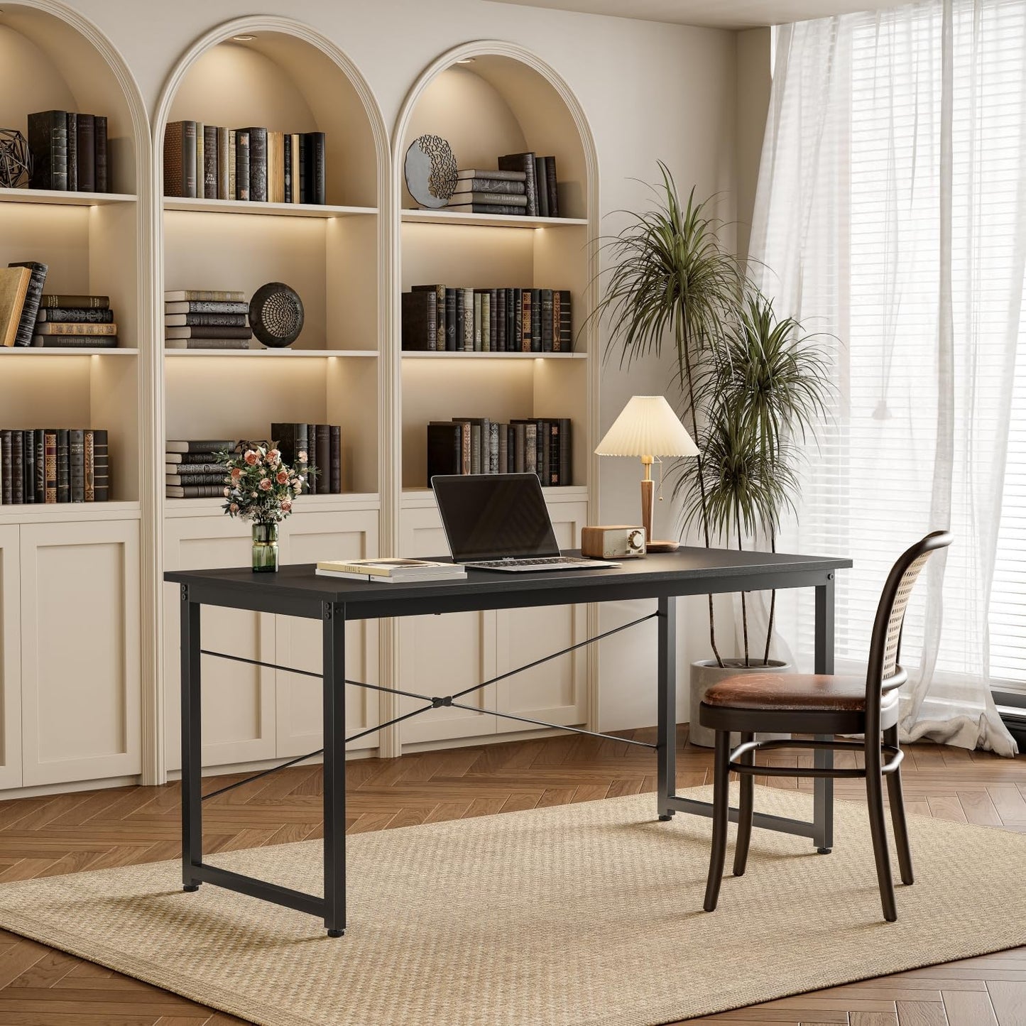 Cubiker Computer Desk, 40 inch Small Home Office Desk for Small Spaces, Modern Simple Style for Home, Office, Dark Black