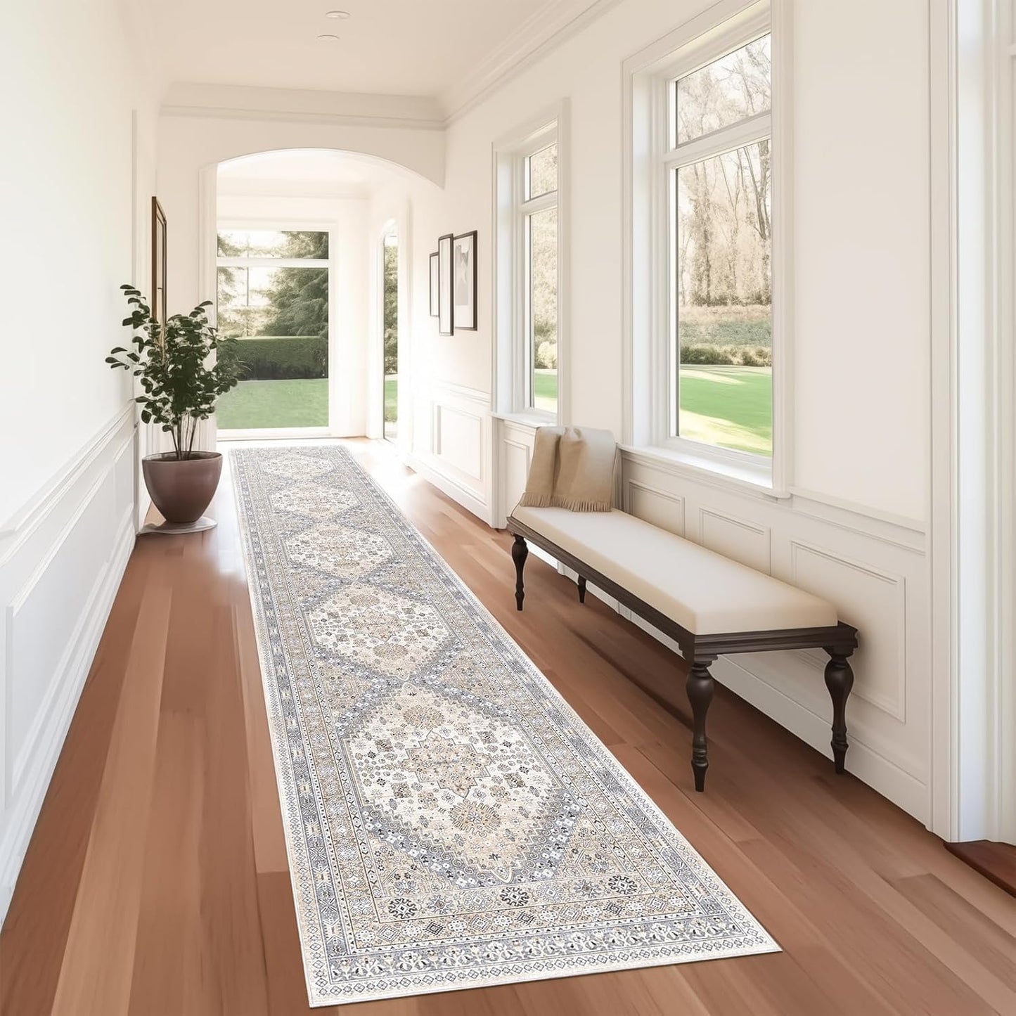 zesthome Washable Runner Rug 2.5x14 - Stain Resistant Entryway Rug,Ultra-Thin Kitchen Rugs, Anti Slip Backing Runner Rugs for Entrance Laundry Room Indoor Hallway (Beige,2.5'x14')