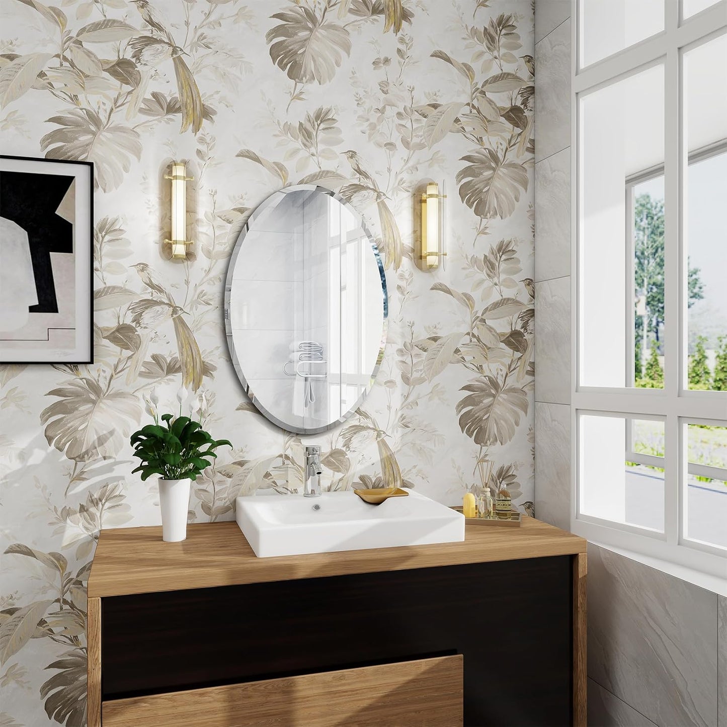 Oval Bathroom Mirror, 20X30 inch Oval Frameless Mirror, Frameless Mirrors for Bathroom,Beveled Bathroom Mirror.