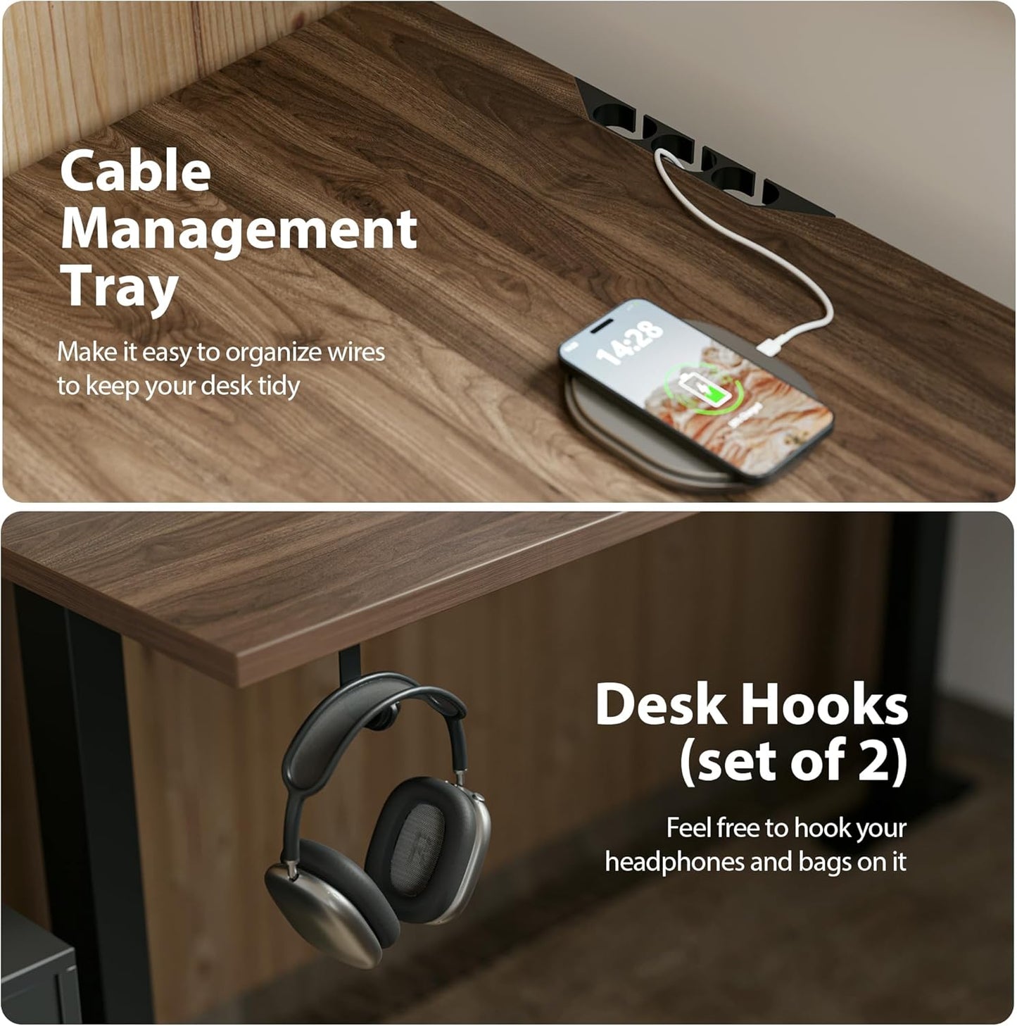 Agilestic 59 Inch L Shaped Standing Desk Adjustable Height, Electric Corner Standing Desk, Sit Stand Computer Table with Splice Board, Dark Walnut