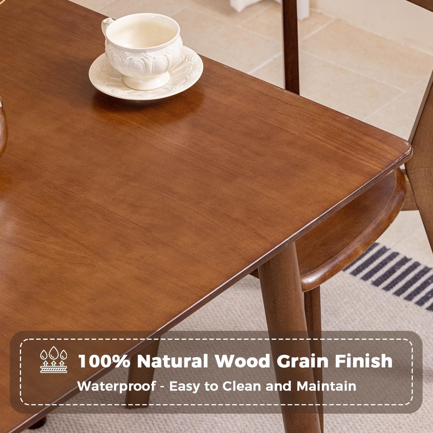 DELAVIN 29.5" Solid Wood Dining Table, Modern Small Dining Table, Square Farmhouse Kitchen Table, Cafe Table for Living Room Dining Room, Easy Assembly, Walnut