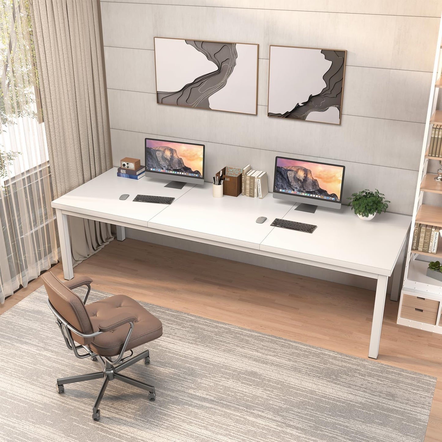 78.7 Inch Large Computer Desk, Long Gaming Table, Modern Two Person Desk Large Executive Office Desk, Double Table at Home, Perfect for Work, Gaming, Studying, and Writing, Etc., White