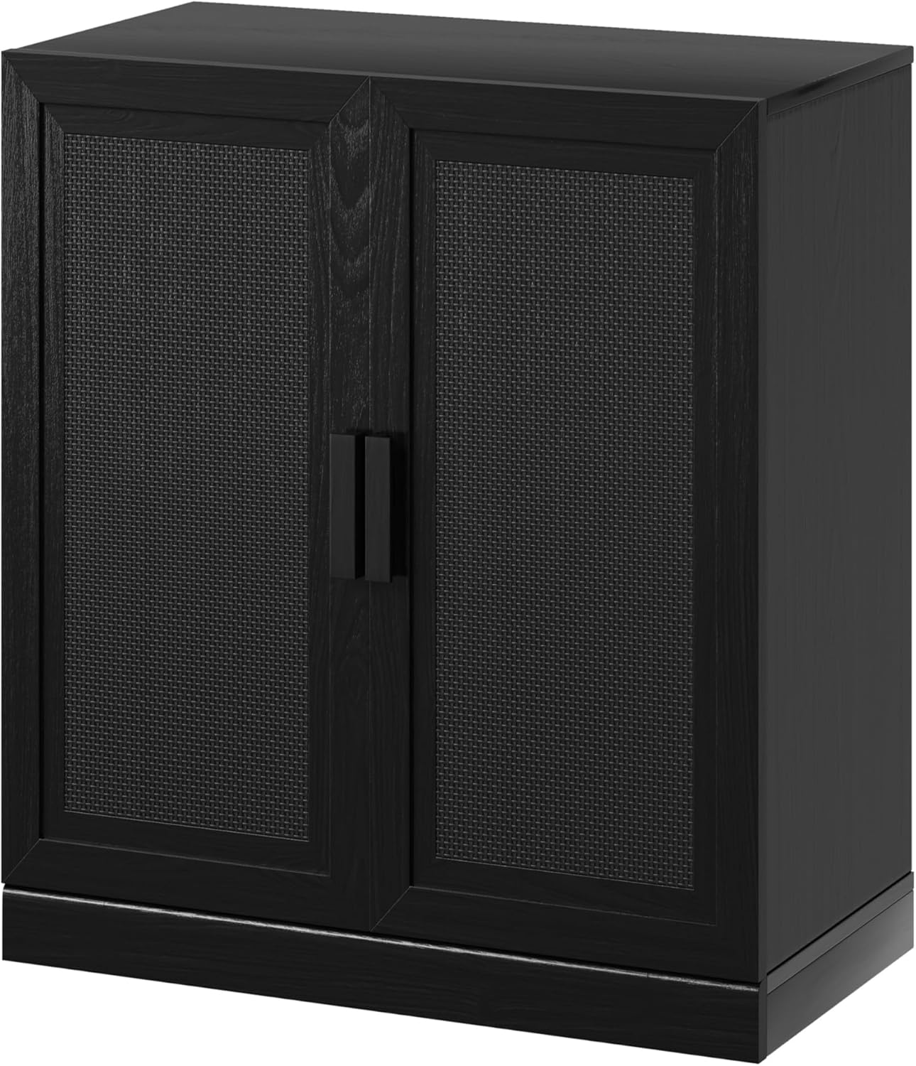 Buffet Cabinet, 2-Doors Sideboard Cabinet with Rattan Panels, Buffet Console Accent Table for Hallway Entryway Dining Room, 36", Black