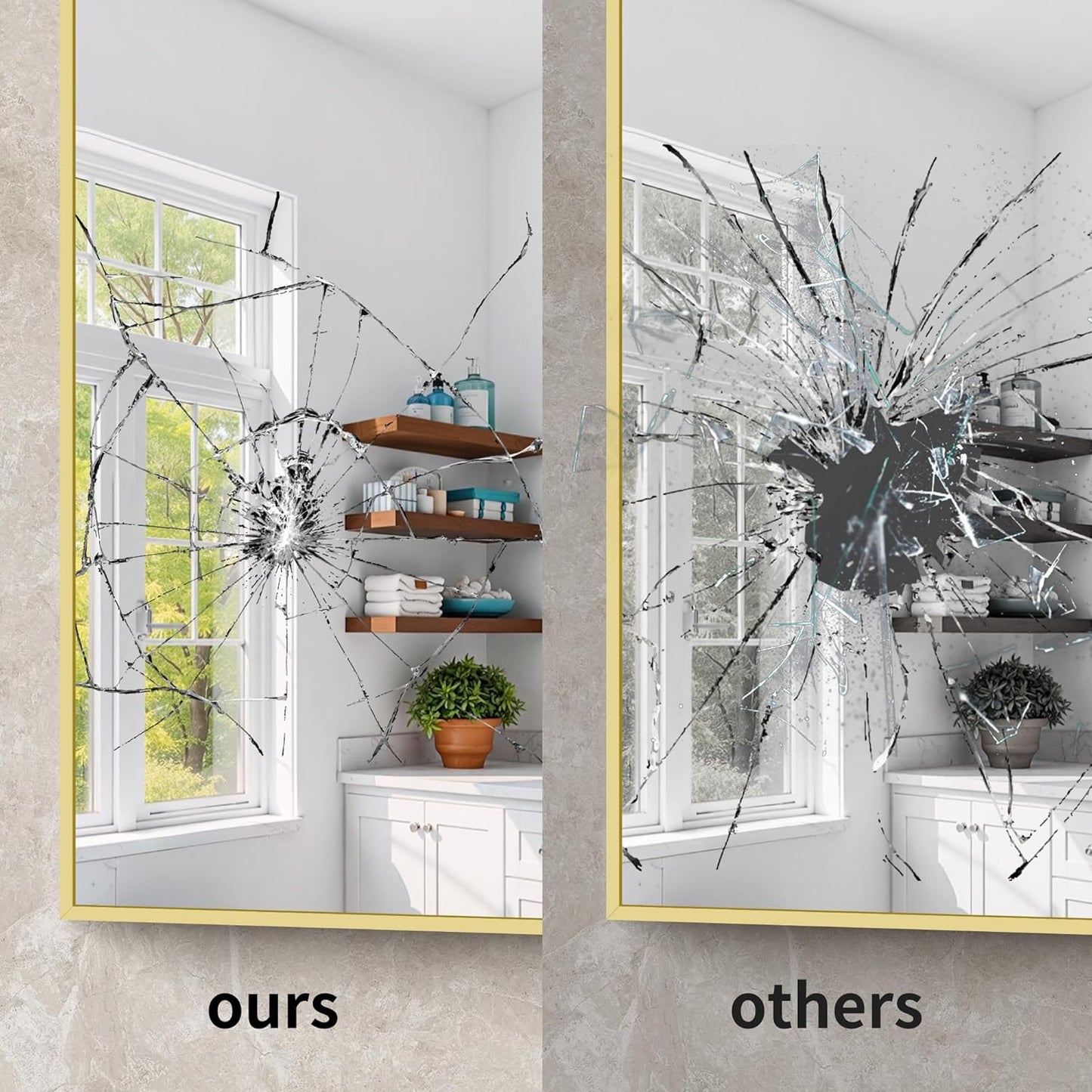 YIROMAN Bathroom Mirror 36"x40", Large Brushed Gold Bathroom Mirror for Over Sink with Aluminum Frame, Rectangular Vanity Mirror with Right Angle, Wall Mirror Hangs Horizontal or Vertical