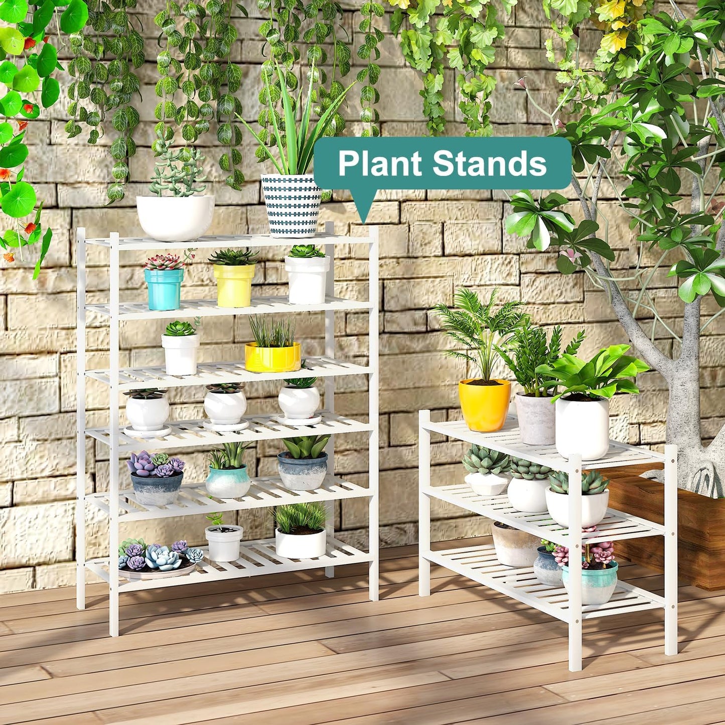 White Shoe Rack, 3-Tier Bamboo Wood Shoe Rack for Closet, Entryway & Hallway, and Stackable Shoe Shelf Storage Organizer for Indoor and Outdoor