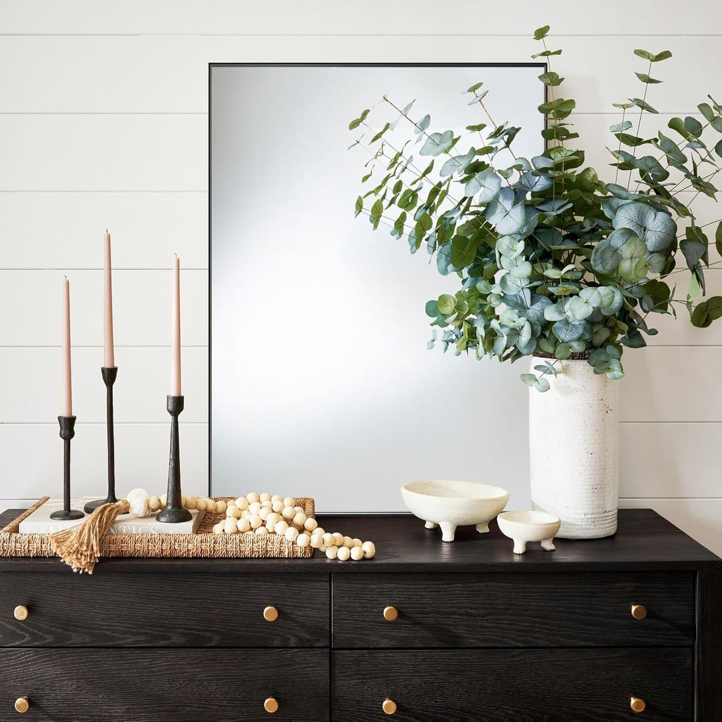 27x36 Inch Black Bathroom Mirror for Wall, Aluminum Frame Rectangle Rectangular Vanity Mirror, Modern Large for Bedroom, Living Room, Horizontal or Vertical