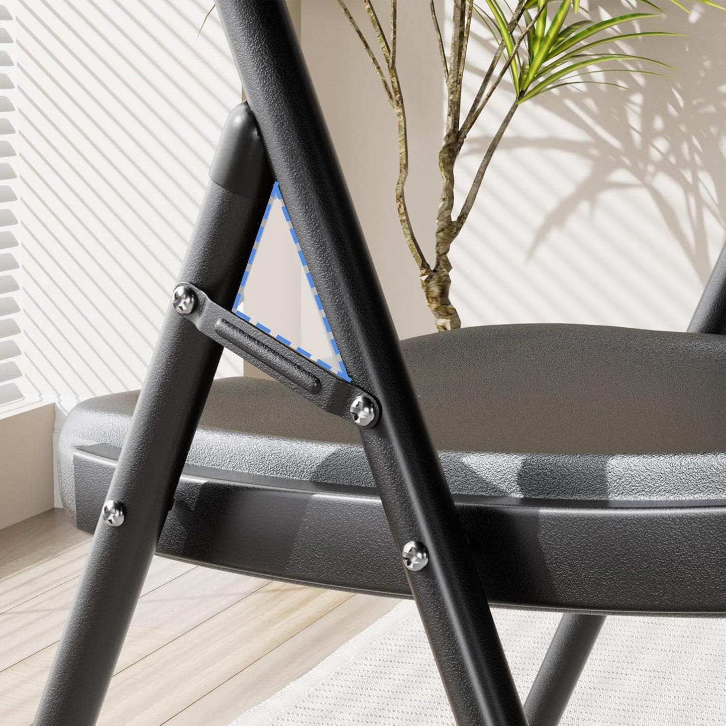 VECELO 4 Pack Folding Chairs, Indoor/Outdoor Use Plastic Seat with Steel Frame, for Events, Office, Wedding, Party, Stackable & Portable, Black