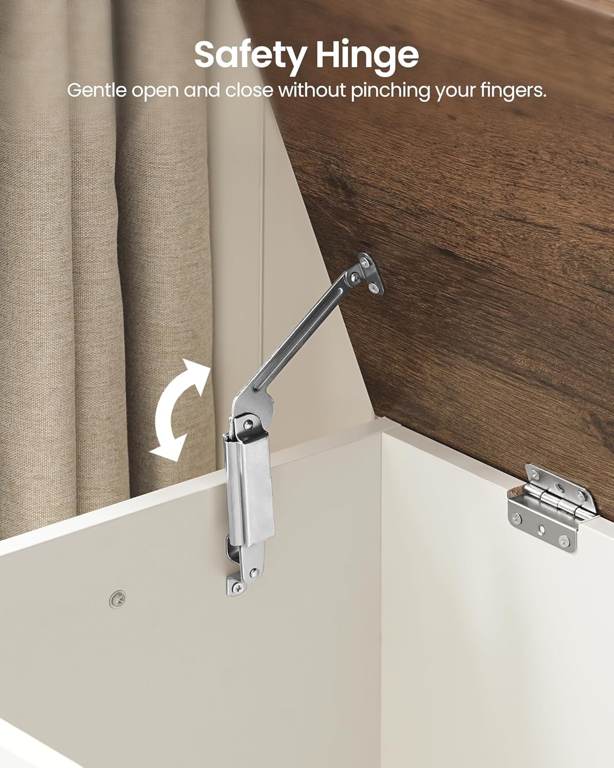 Storage Chest, 47.2" Wooden Storage Trunk, Modern Storage Bench with Safety Hinge, Toy Box, Farmhouse Style, for Bedroom, Living Room, Walnut and White MCW16WL