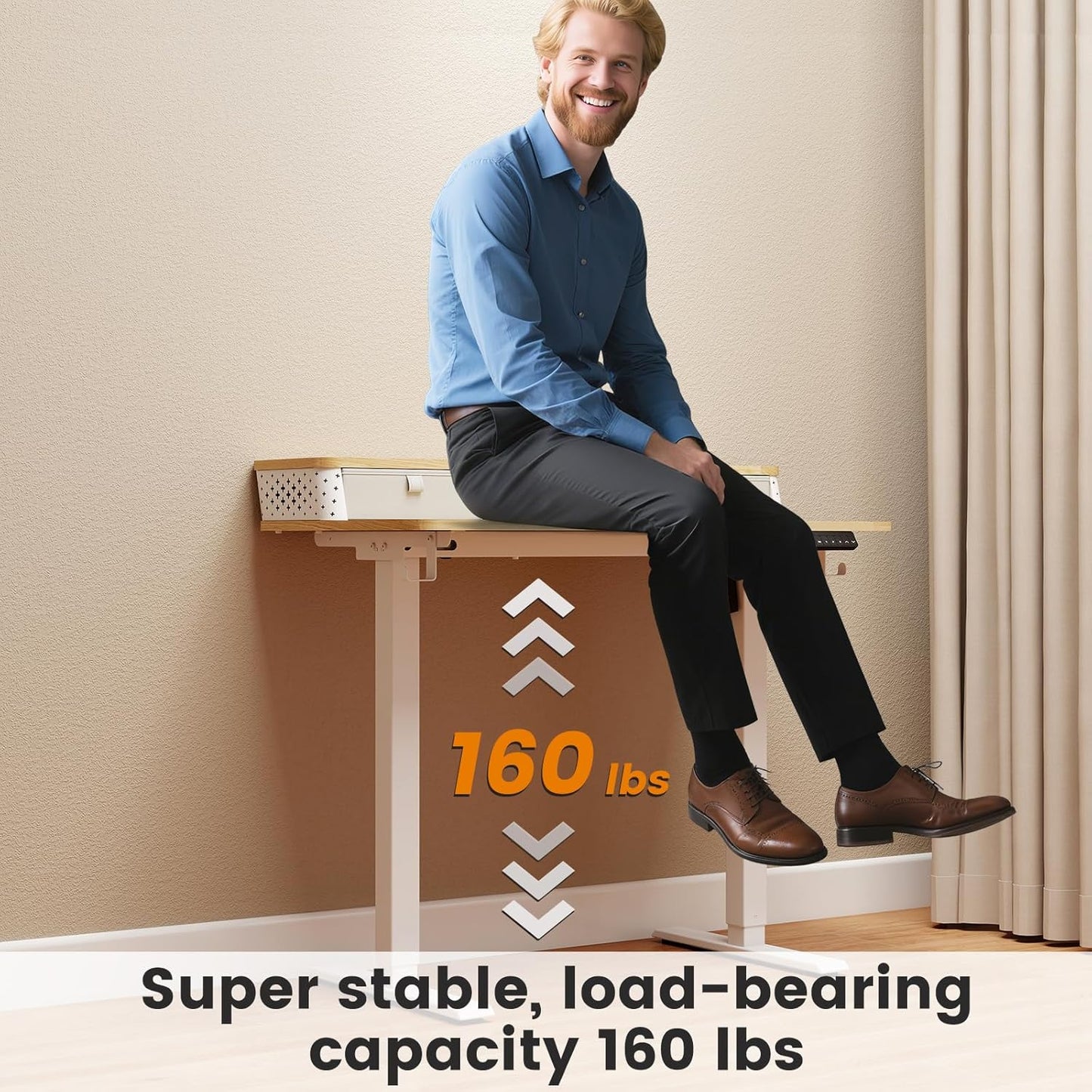 Small Standing Desk with Drawers and Brushless Motor,Electric Sit Stand Desk for Walking Pad,Ergonomic Stand Up Desk for Home Office & Gaming,3 Memory Height Preset & Hooks(40" x 24", Oak)