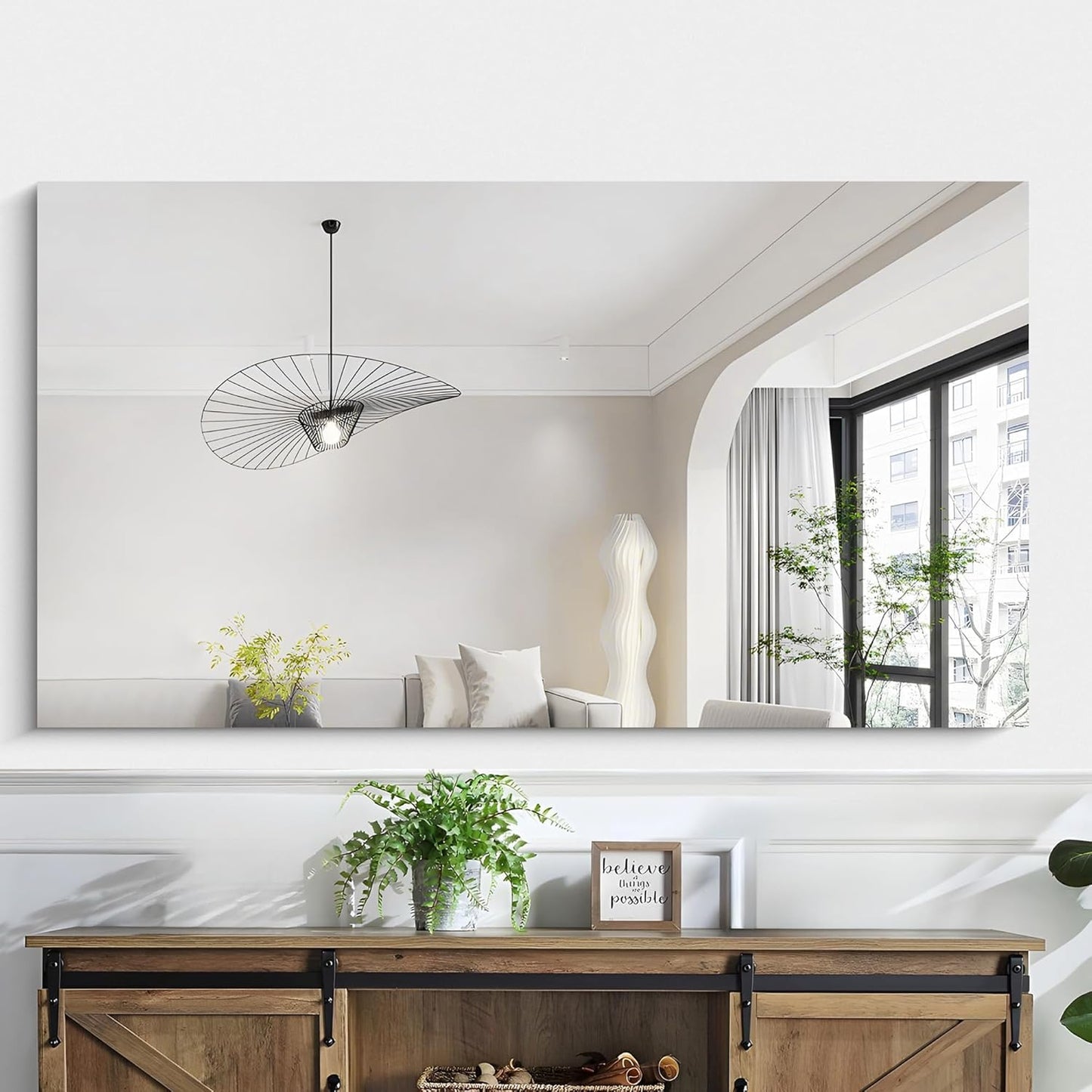 KOCUUY Large Frameless Mirror,55x30 Inch Rectangle Bathroom Vanity Mirror for Over Sink, Upgraded Shatterproof Unframed Design for Bedroom, Living Room, Entryway