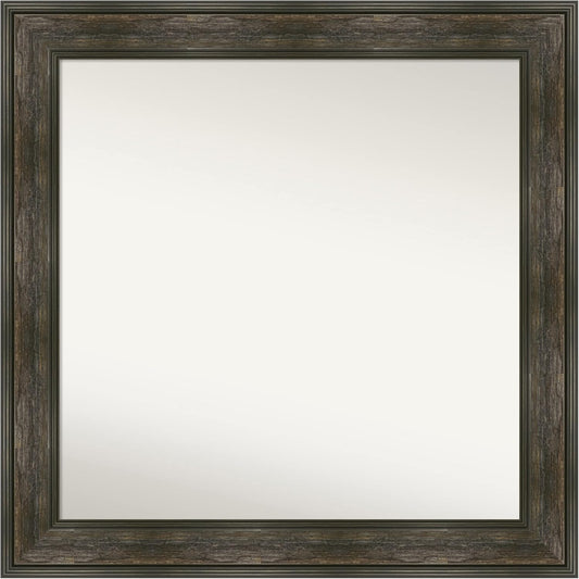 Amanti Art Grey Bathroom Mirror for Over Sink, 30x30 Pinstripe Plank Grey Narrow Square Vanity Mirror, Large Country Rustic Frame, Hangs Horizonally and Vertically, Bathroom Wall Decor, Non-Beveled