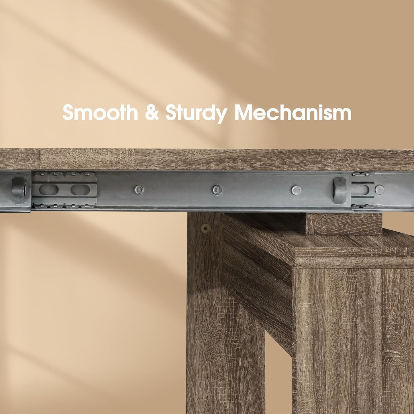 Expandable Dining Table, Convertible Table for Dining Room, Kitchen and Small Spaces, for 2-10 People, Barnwood Brown