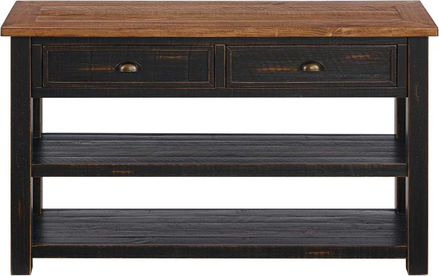 Martin Svensson Home Monterey Solid Wood Sofa Console Table, Black and Honey Brown