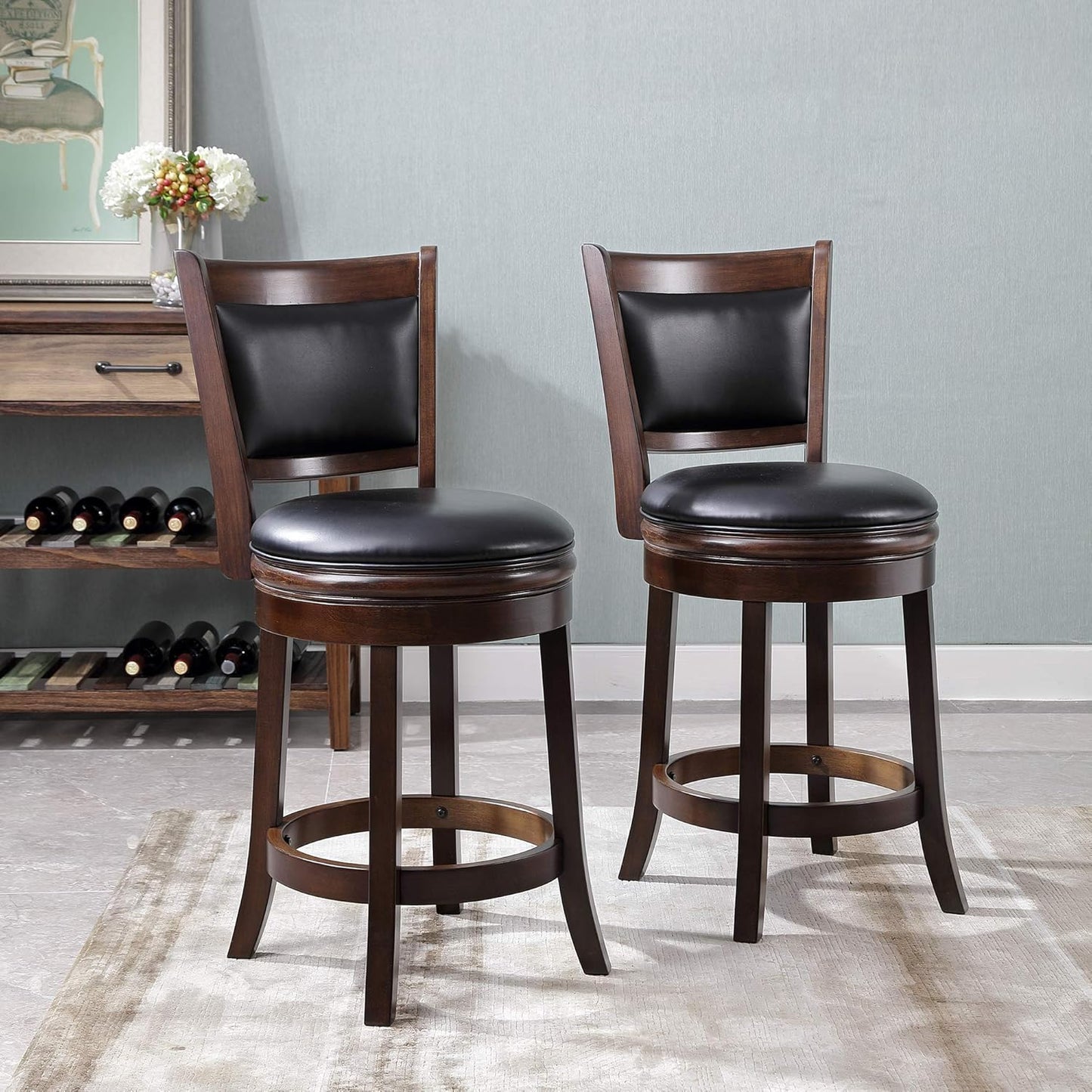 Ball & Cast Swivel Counter Height Barstool 24 Inch Seat Height Cappuccino Set of 2