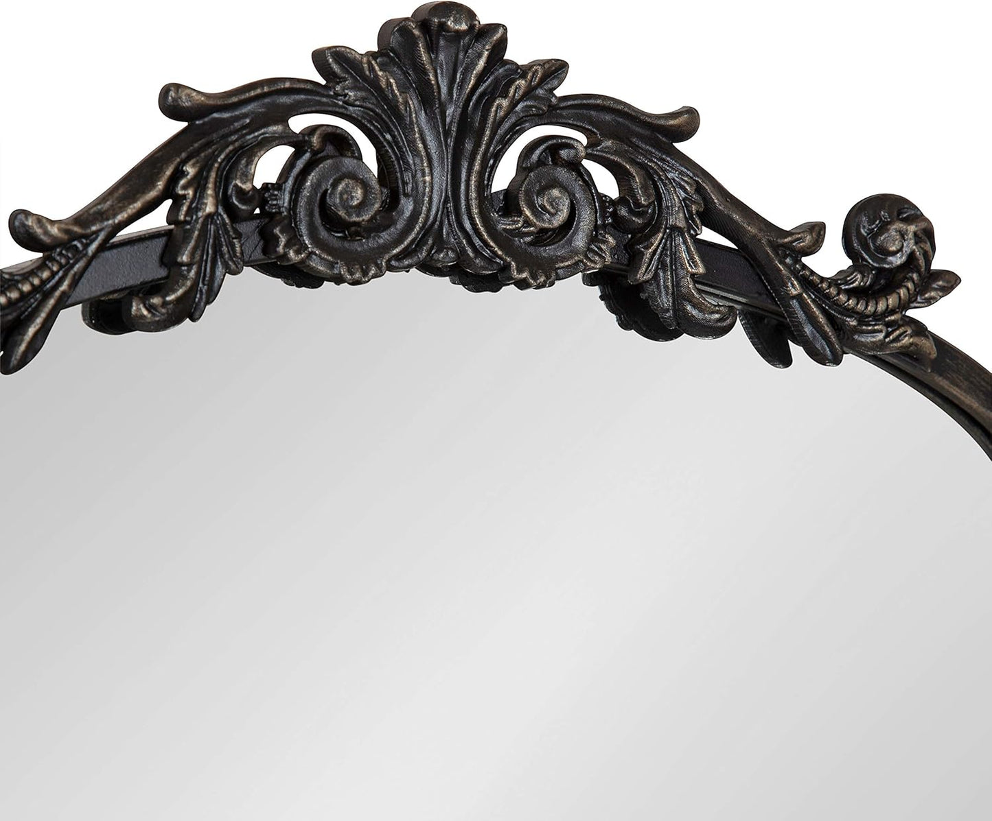 Kate and Laurel Arendahl Traditional Arch Mirror, 19 x 30.75, Antique Black, Baroque Inspired Wall Decor