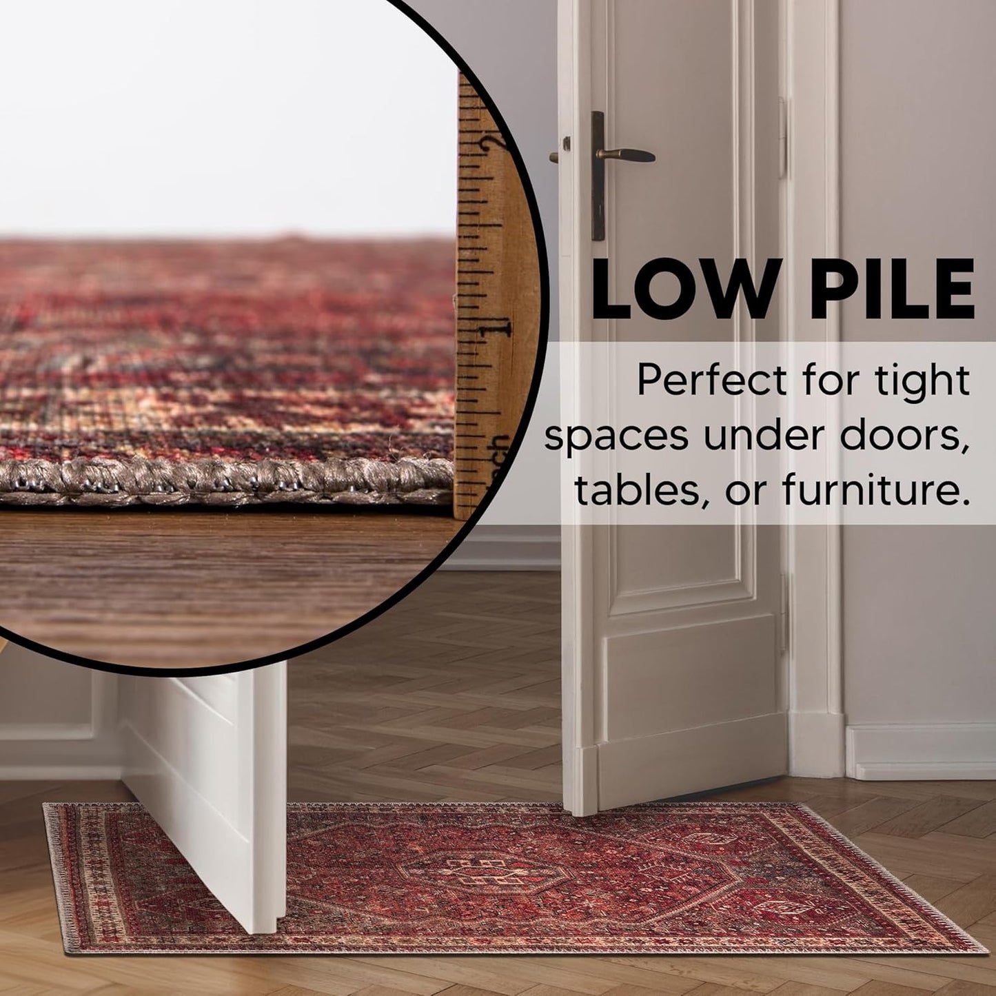 Keen Home Design 2x3 Rug - Machine Washable Entry Rug with Non-Slip Backing, Ideal for Enteryway, Kitchen, Bathroom, Laundry Room - Vintage, Easy Clean, Durable, Low Pile Rug - (2' x 3')