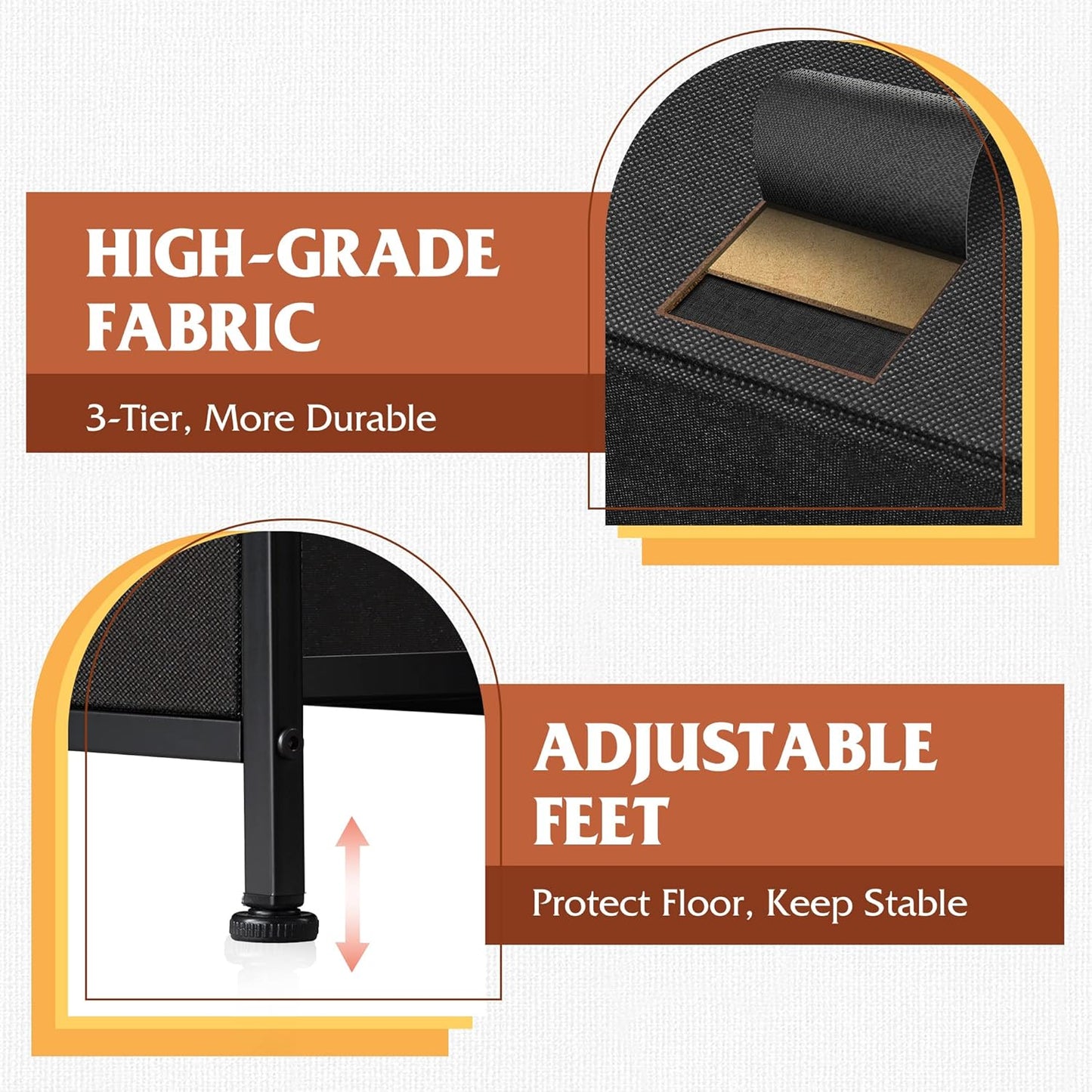 WLIVE 8 Drawer Dresser for Bedroom, Fabric Black Dresser with Large Storage Drawer Unit for Entryway, Chest of Drawers for Living Room