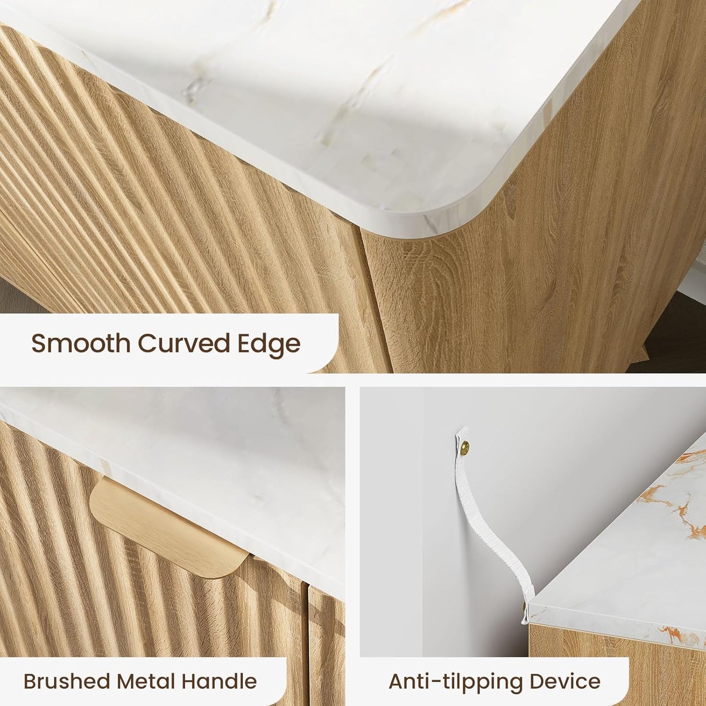 Buffet Cabinet with Storage, Fluted Multifunctional Storage Cabinet with 2 Doors, Sideboard Cabinet with Doors Modern Buffet Table Accent Coffee Bar Console Table,fluted buffet cabinet