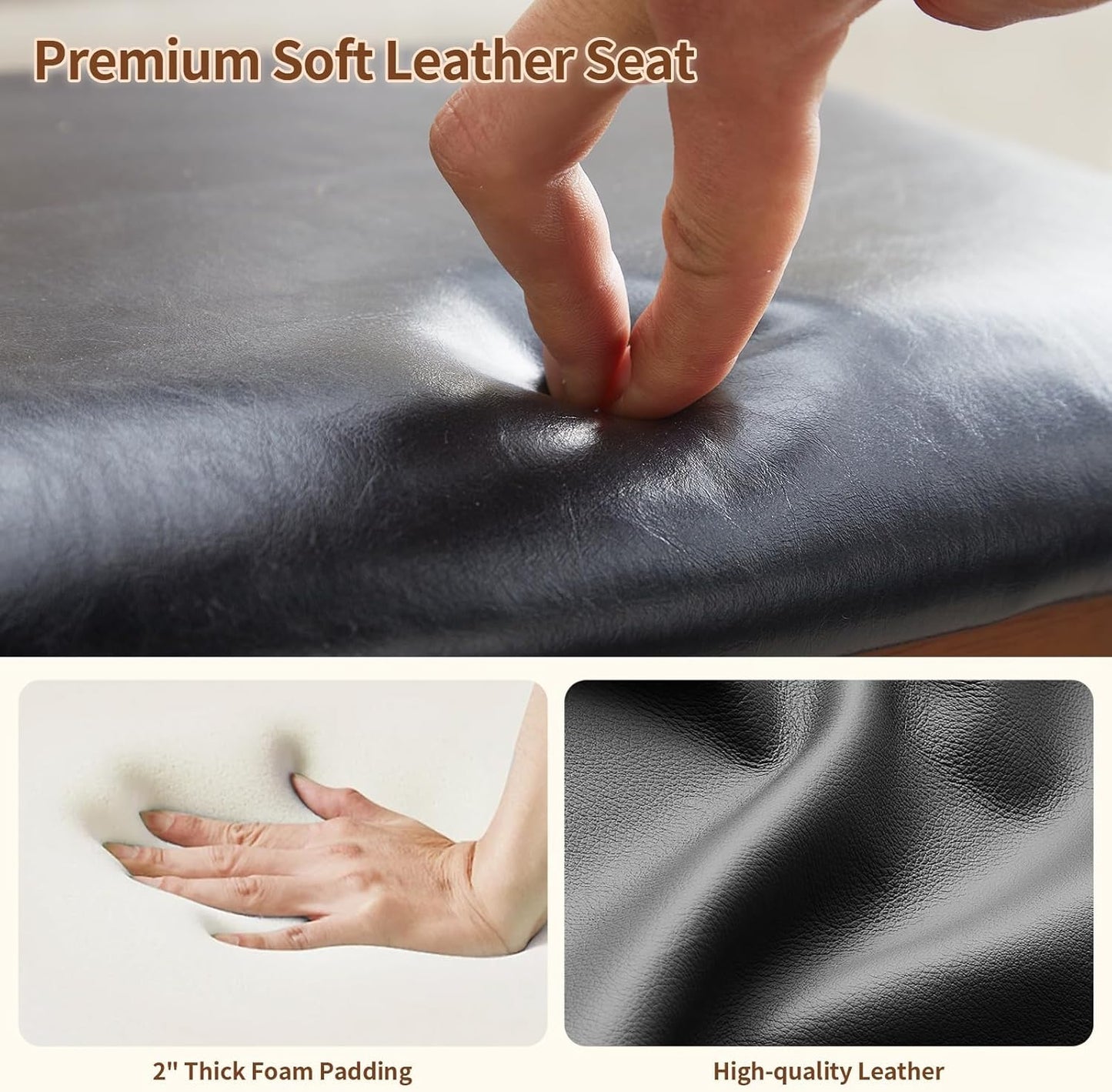 Shoe Rack Bench with Storage-Wood Shoe Bench for Entryway 40" 2 Tier Shoe Organizer with Cushion, PU Solid Wood LEDs Flip Top Entryway Shoe Organizer Space Saving Hallway