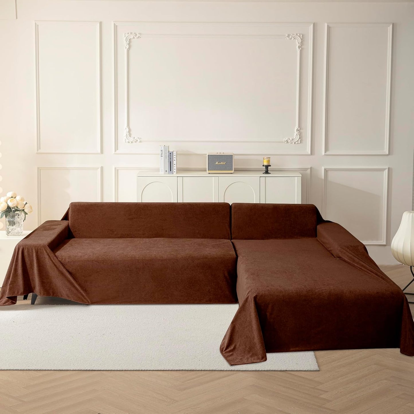 MYSKY HOME Sofa Covers, Washable Couch Cover for Dogs Sofa Cover Furniture Protector Sofa Slipcovers for Dogs Furniture Protector Cover, Thick Durable Non Slip, 91" x 118", Chocolate