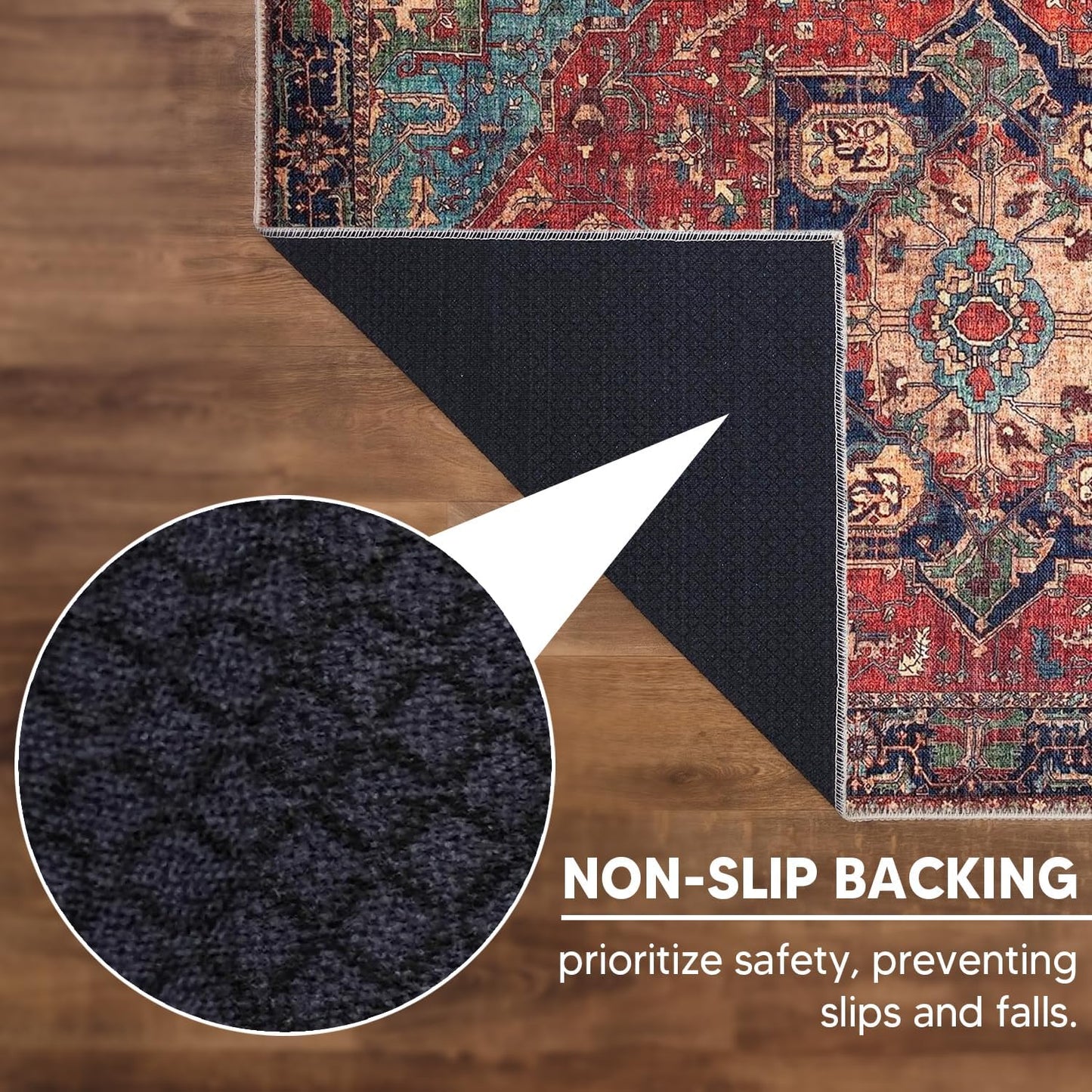 Keen Home Design 2x3 Rug - Machine Washable Entry Rug with Non-Slip Backing, Ideal for Enteryway, Kitchen, Bathroom, Laundry Room - Vintage, Easy Clean, Durable, Low Pile Rug - (2' x 3')