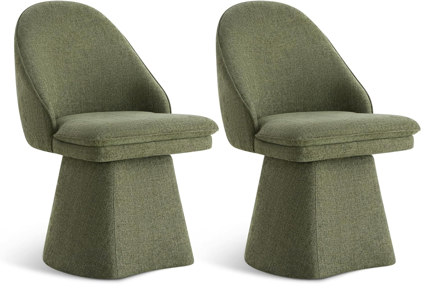 Swivel Dining Chairs Modern Desk Chair Upholstered Linen Fabric Side Chair for Kitchen Dining Room Bedroom,Moss Green,2 Box